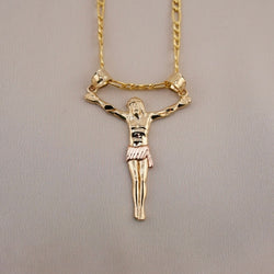 14k Gold Medium Jesus Chain Set