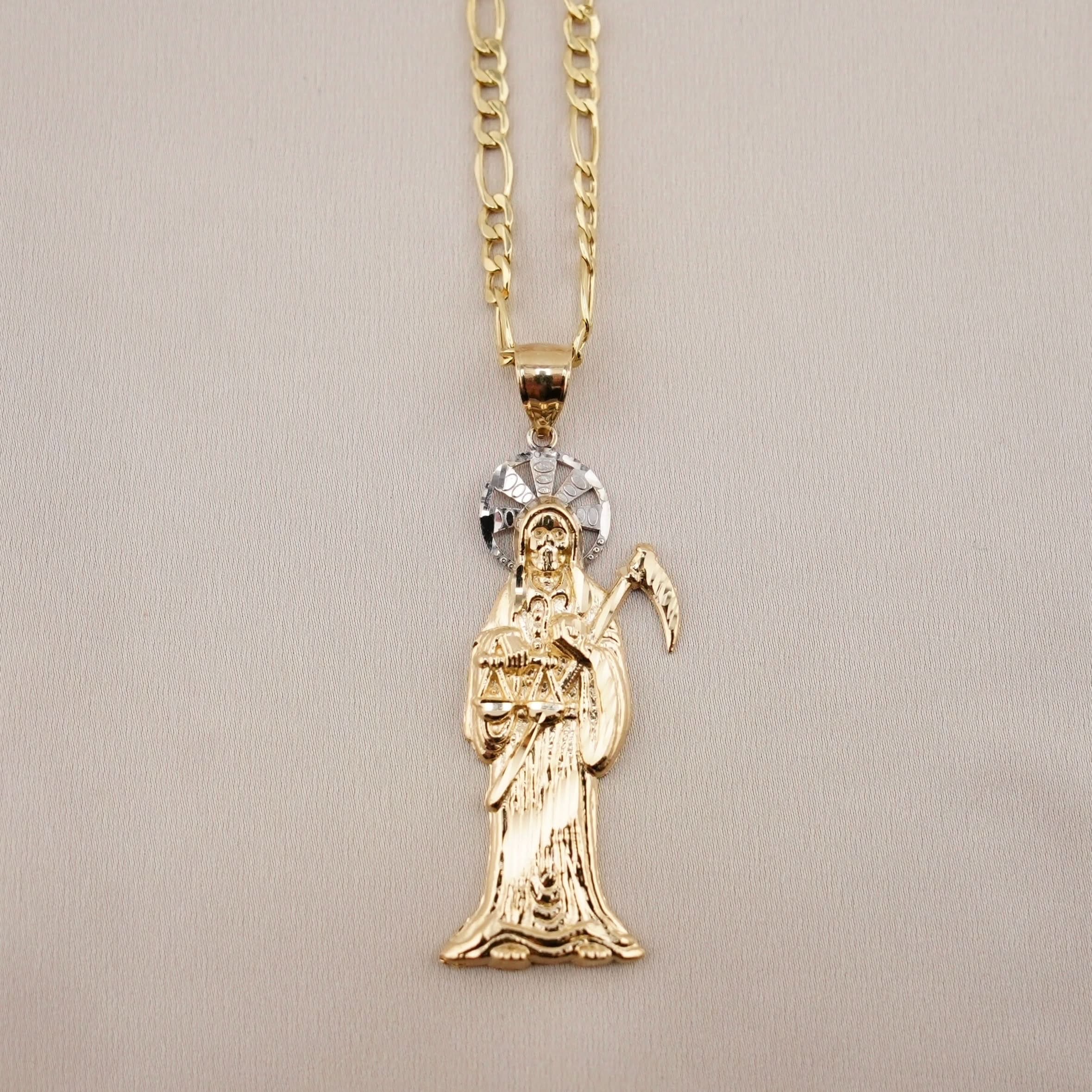 14k Gold Santa Muerte Chain Set