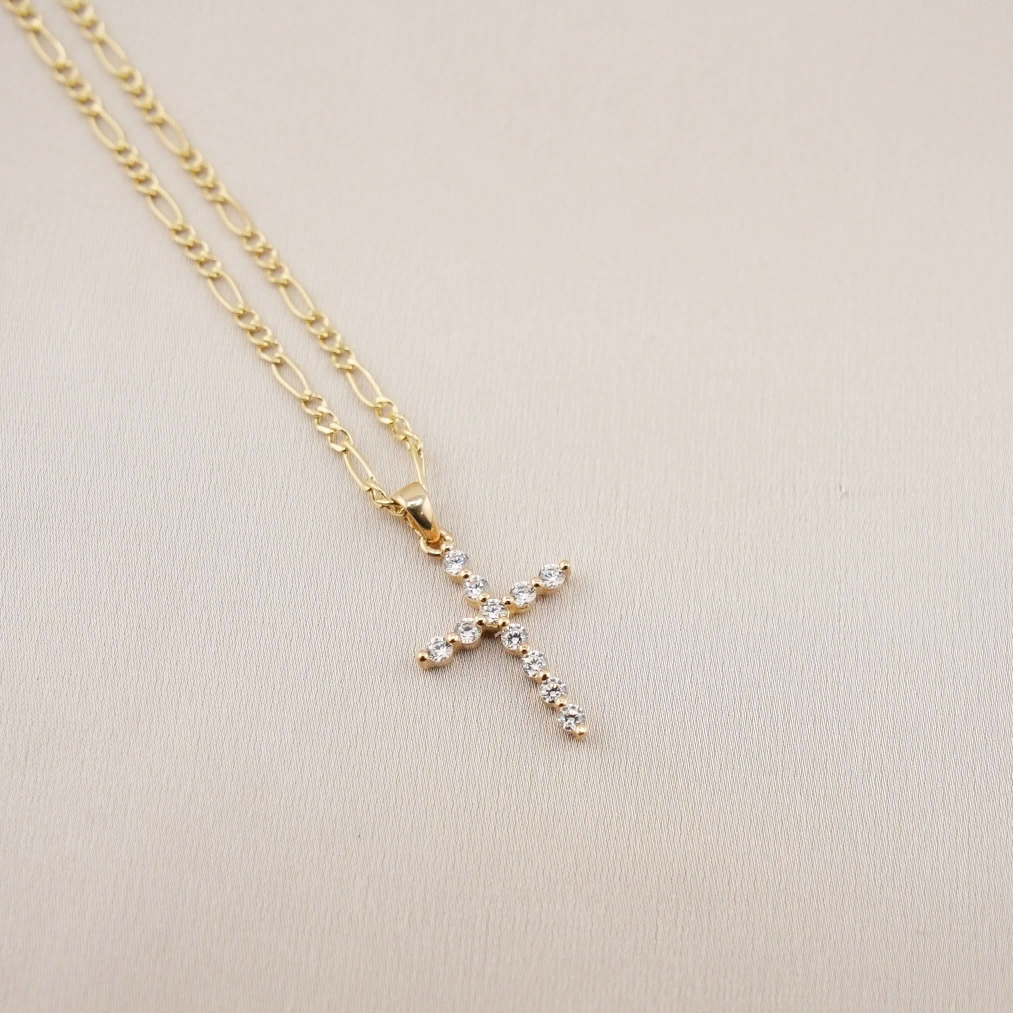 14k Gold Cross Chain Set . 011