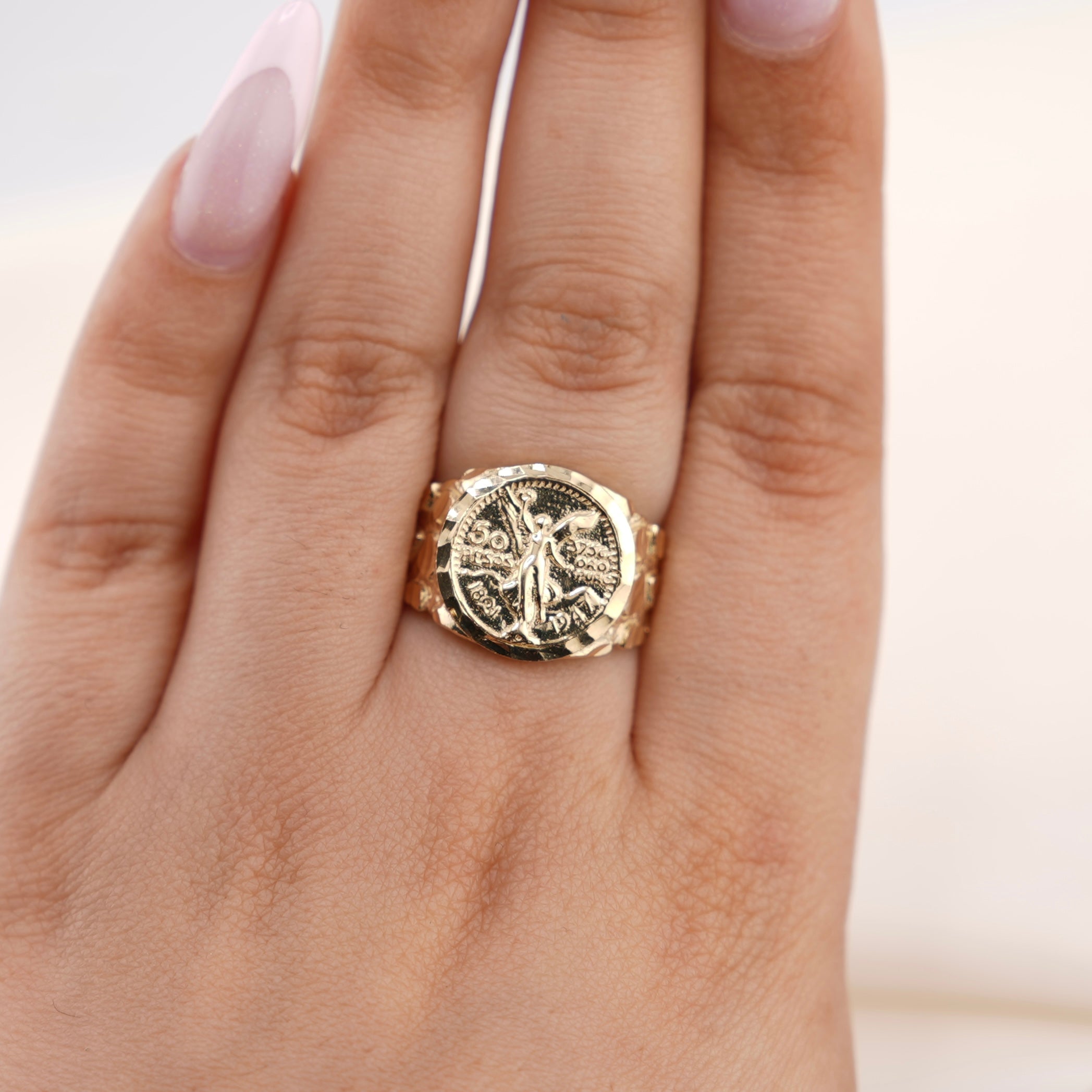 14k Gold Medium Centenario Style Ring