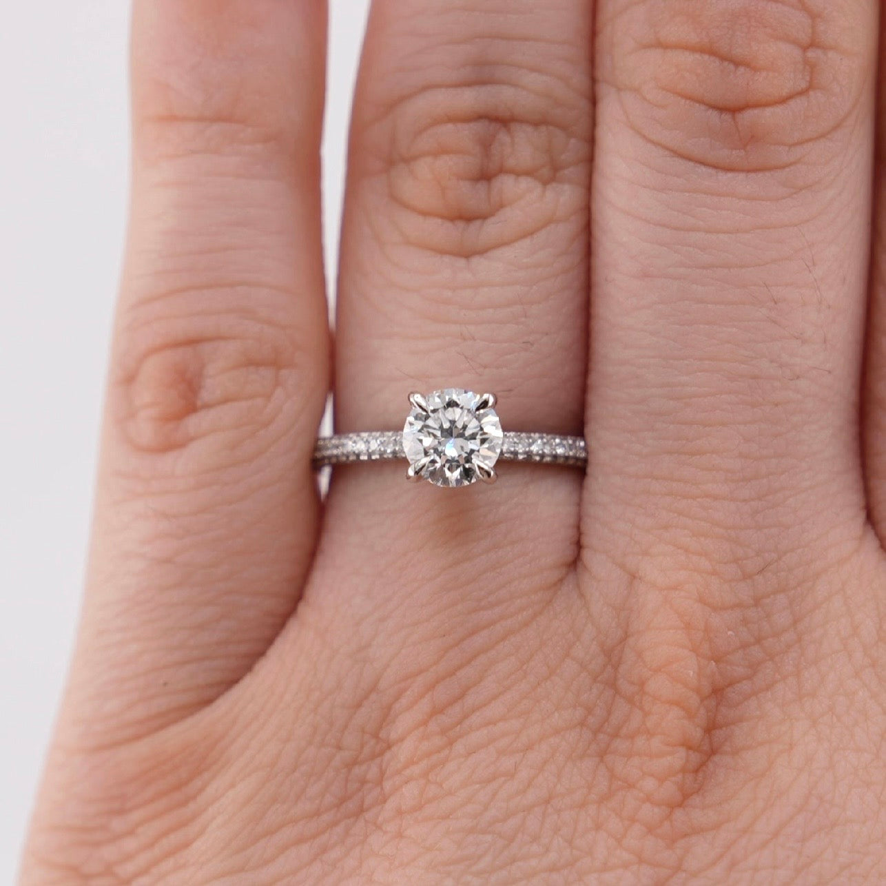 14k White Gold Round Lab Diamond Ring 1ct