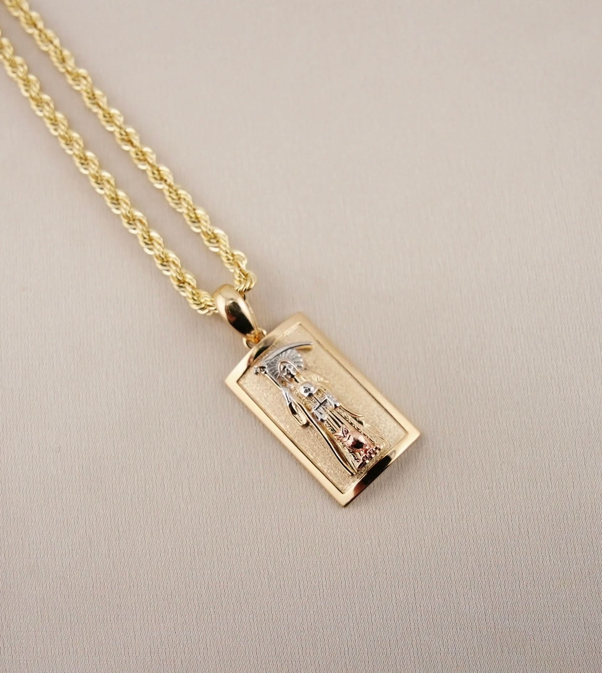 14k Gold Santa Muerte Chain Set