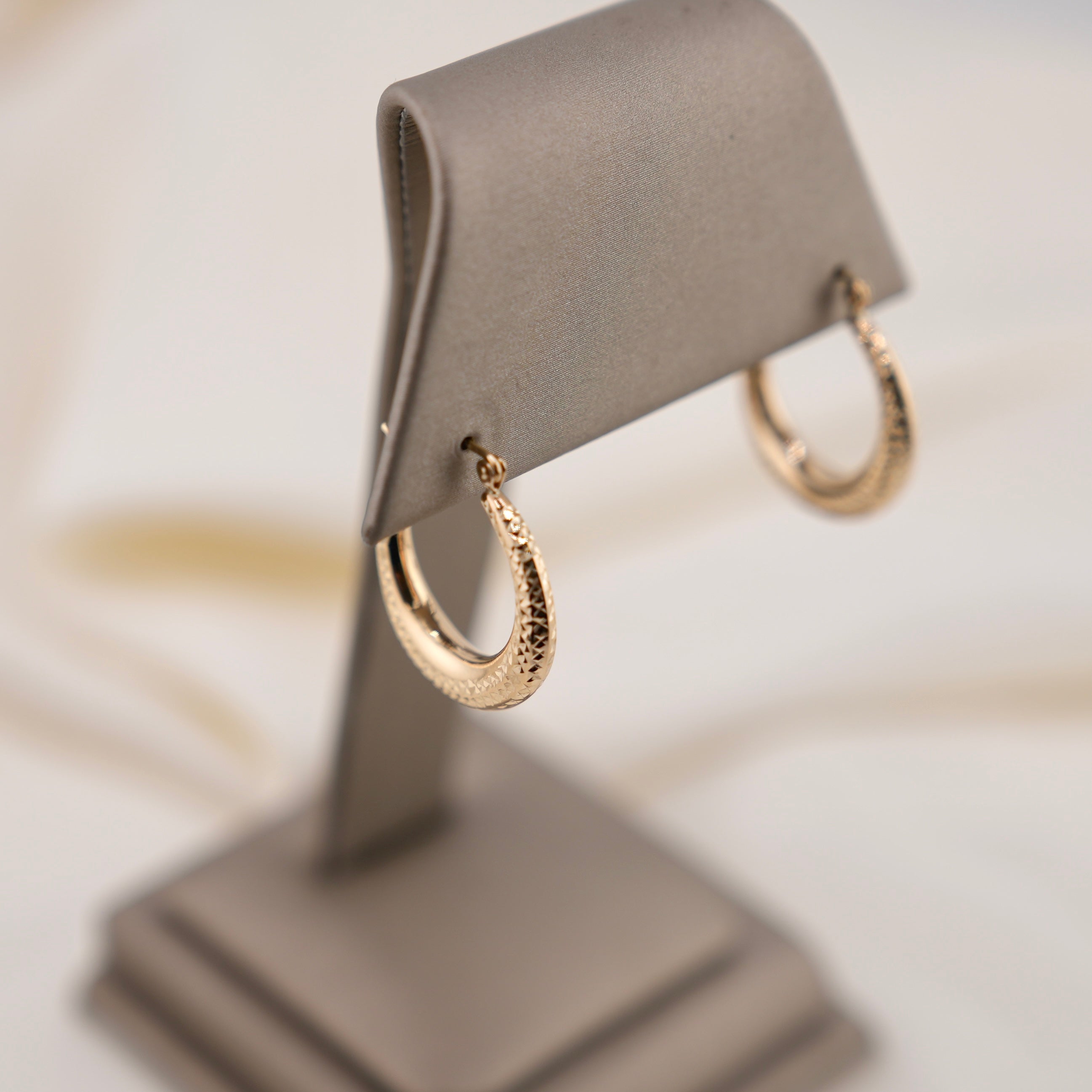 14k Gold Fancy Hollow Hoop Earrings