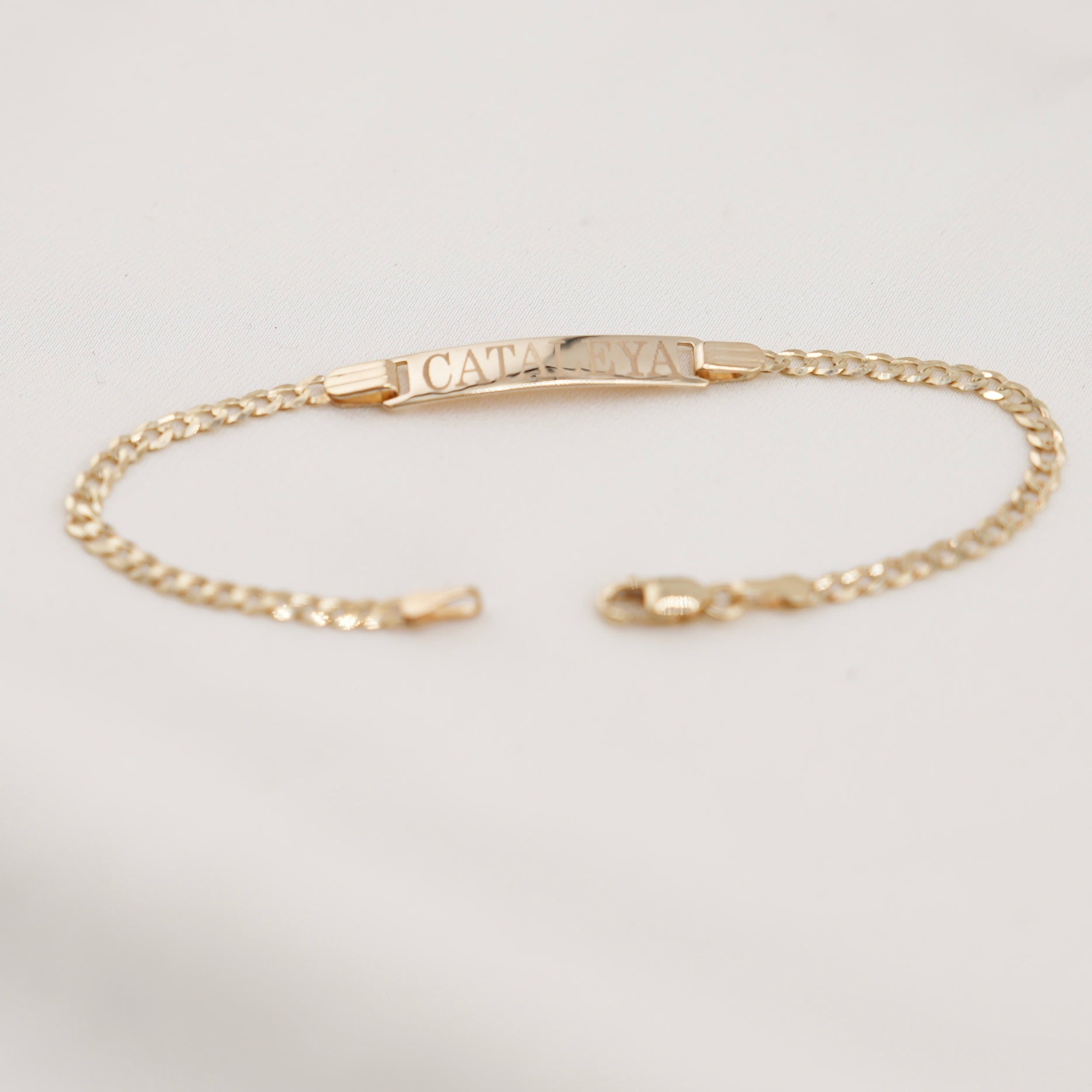 14k Gold Baby Solid ID Curb Bracelet