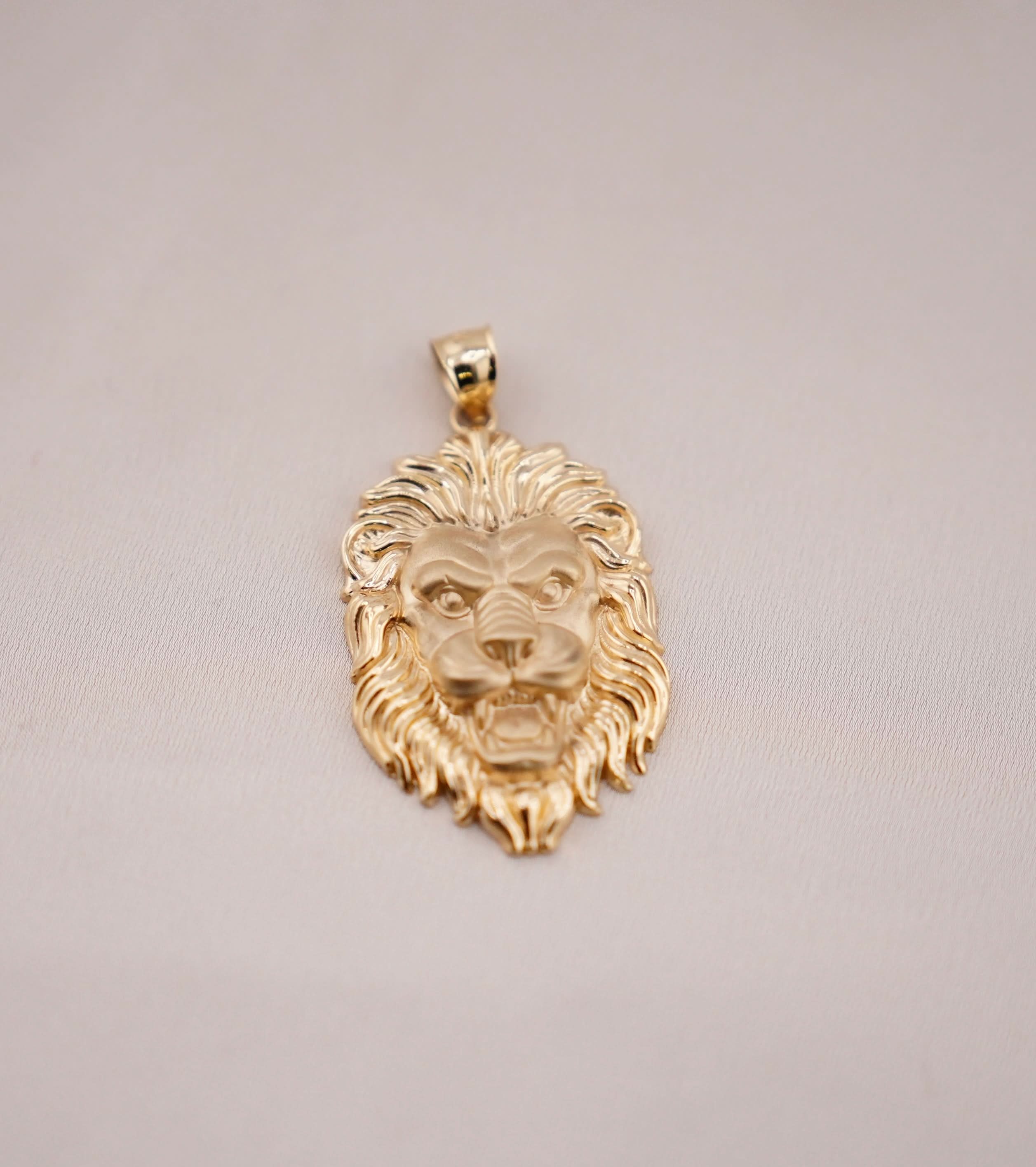 14k Gold Large Lion Pendant