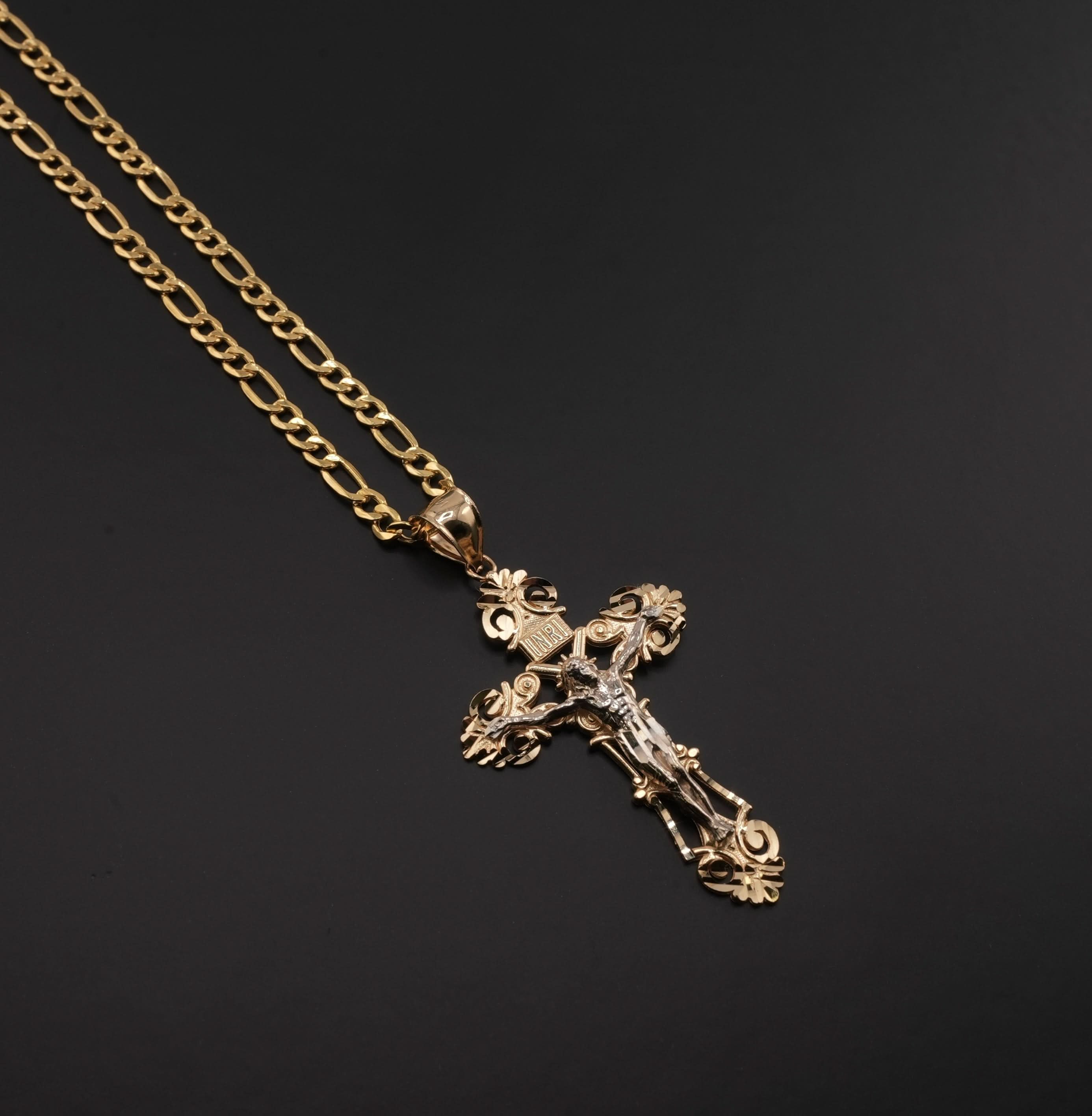 14K Gold Cross Chain Set
