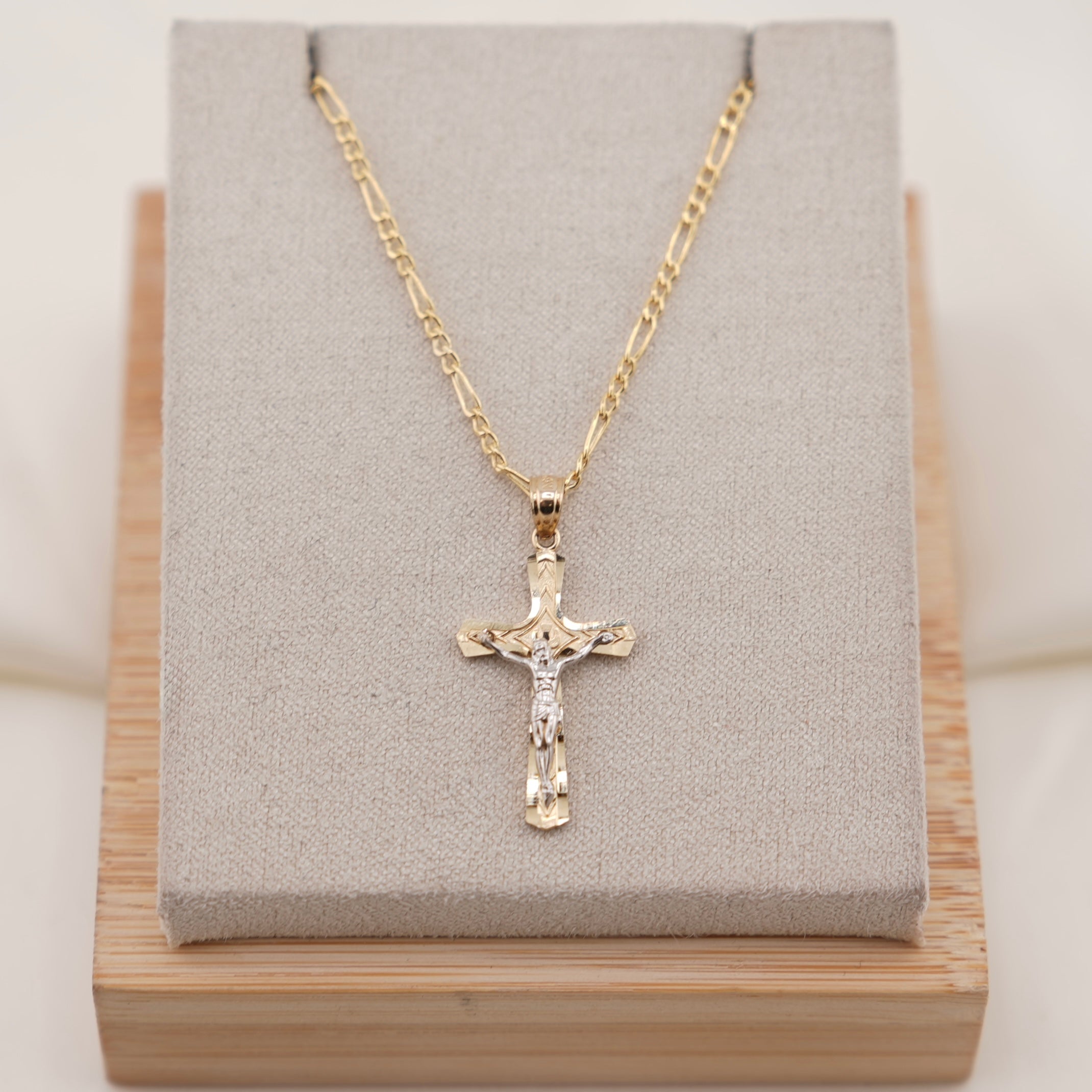 14k Gold Cross Chain Set