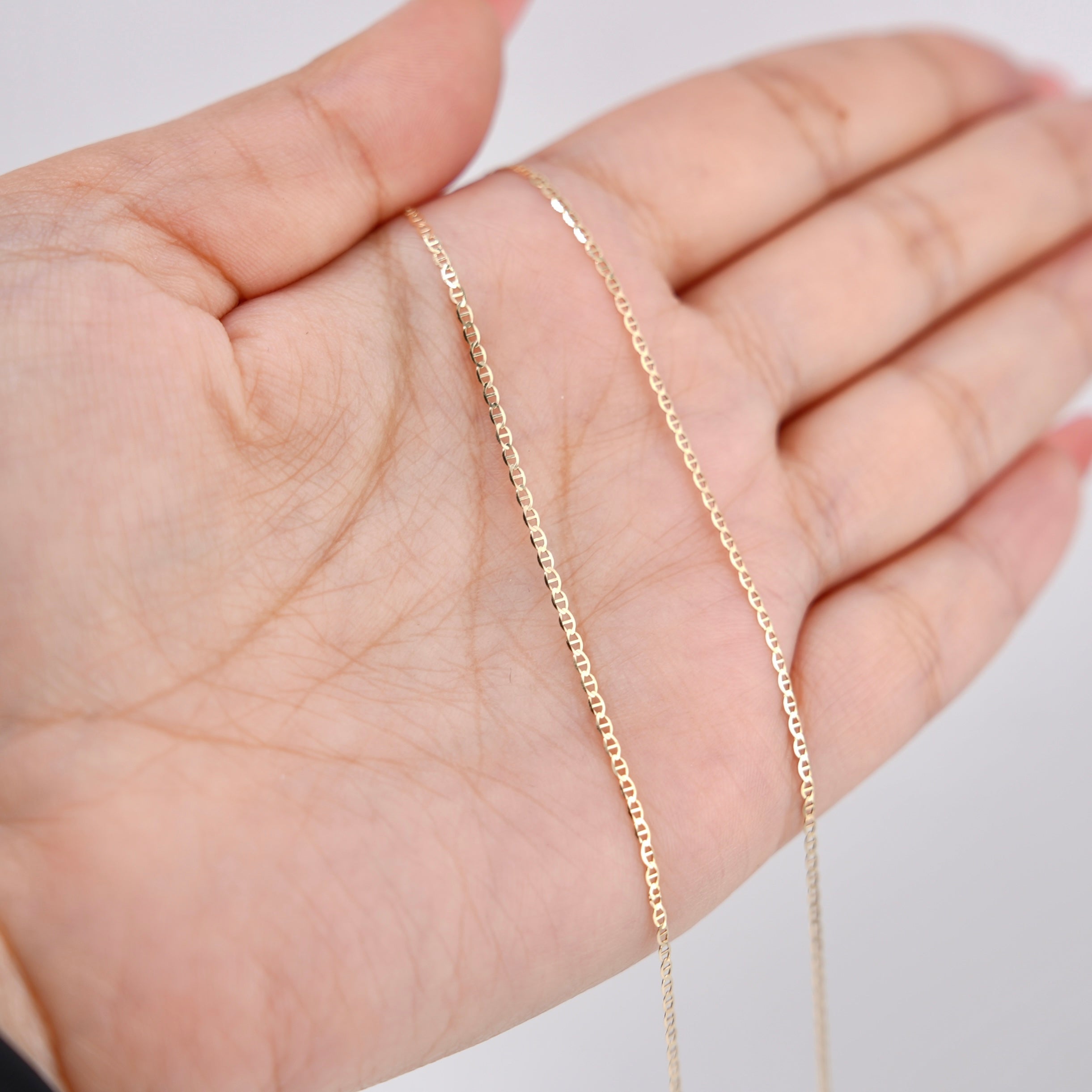 14k Gold Solid Flat Mariner Chain 1.5mm