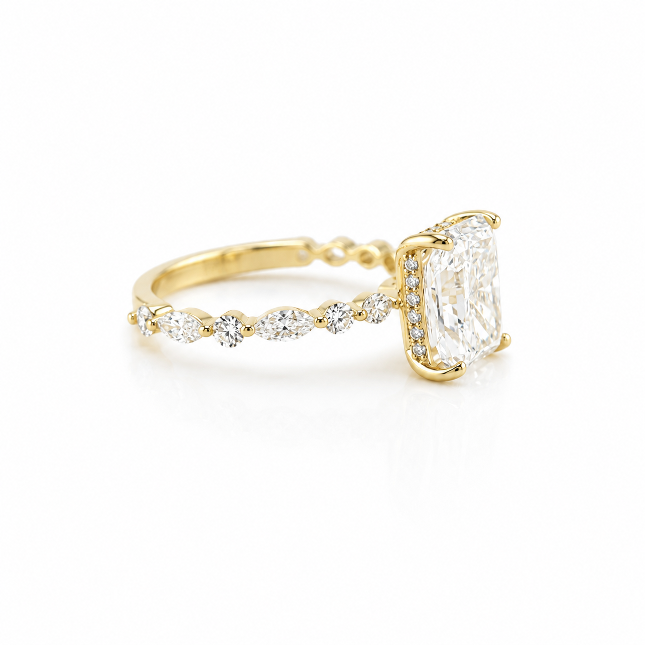 14k Gold Radiant Lab Diamond Ring 3.02ct