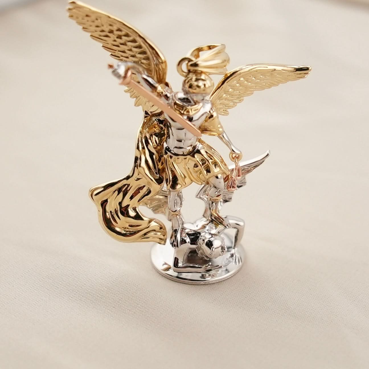 14k Gold Large Saint Michael Archangel Pendant