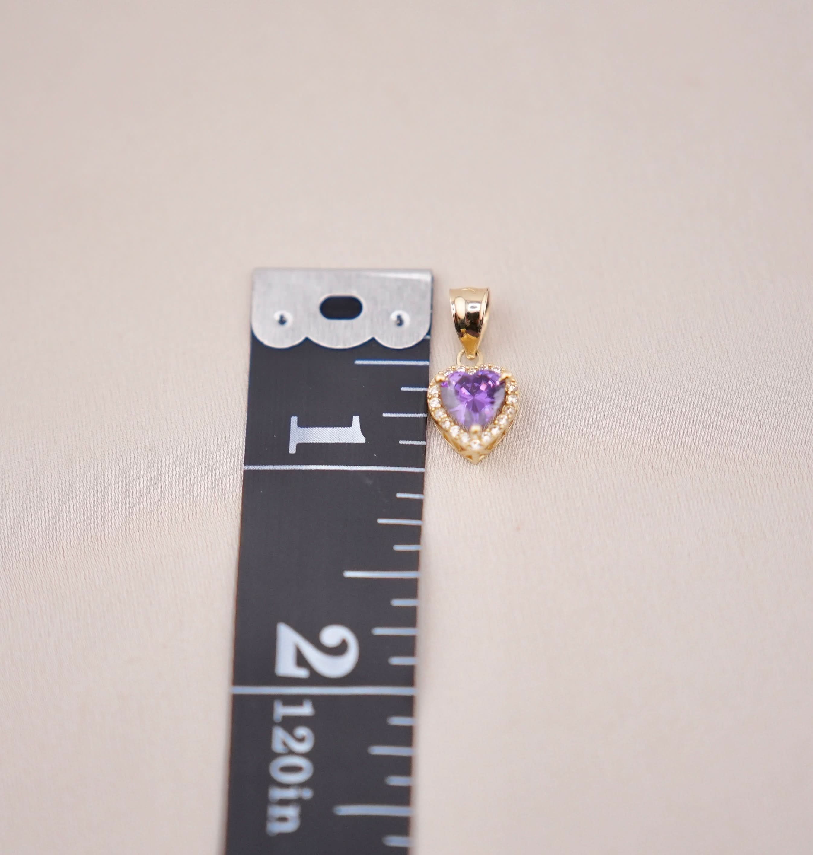 14k Gold Purple Heart Chain Set
