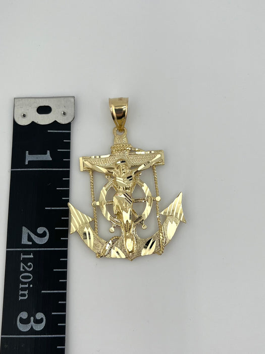 14k Gold Medium Jesus Anchor chain set P35-10