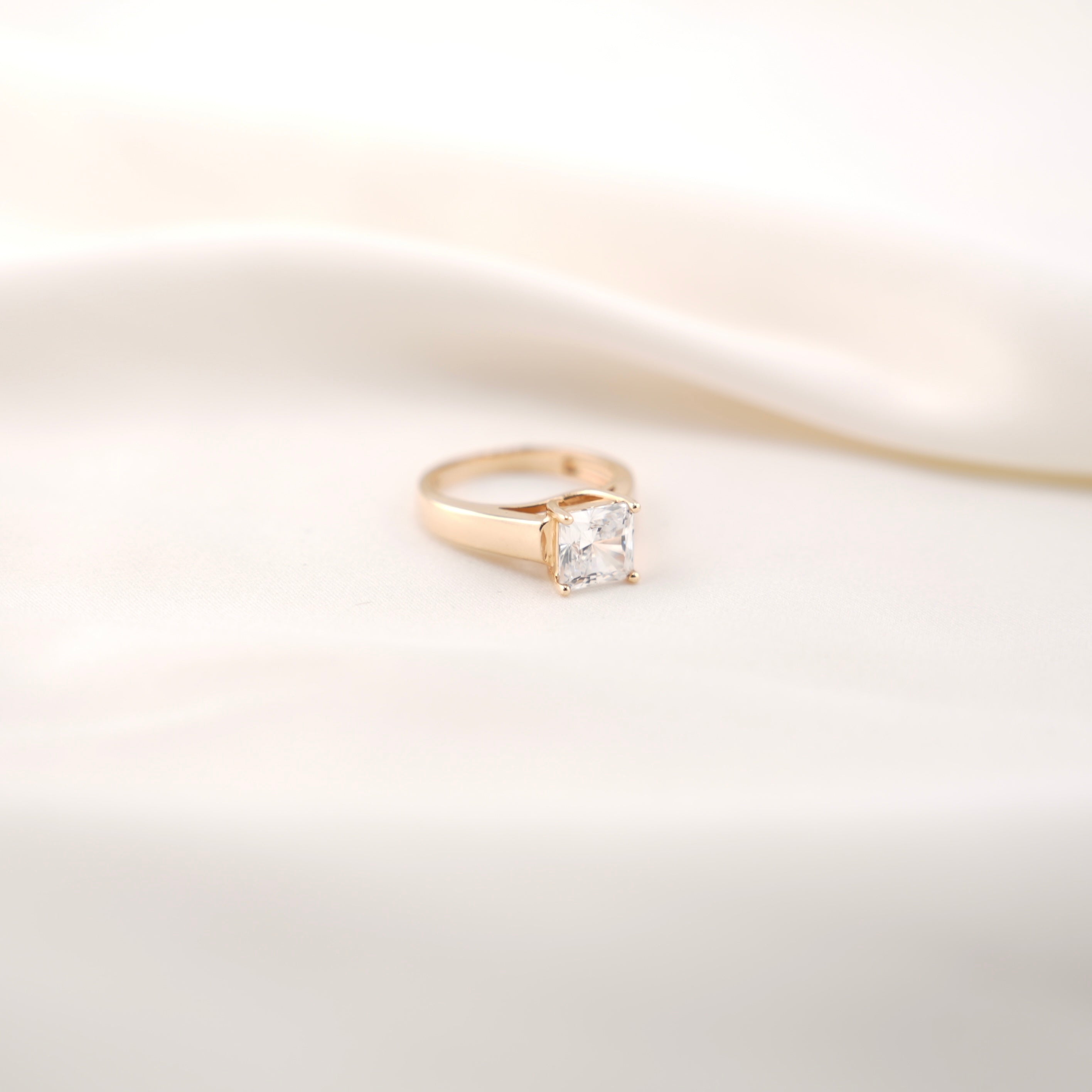 14k Gold Square CZ Ring
