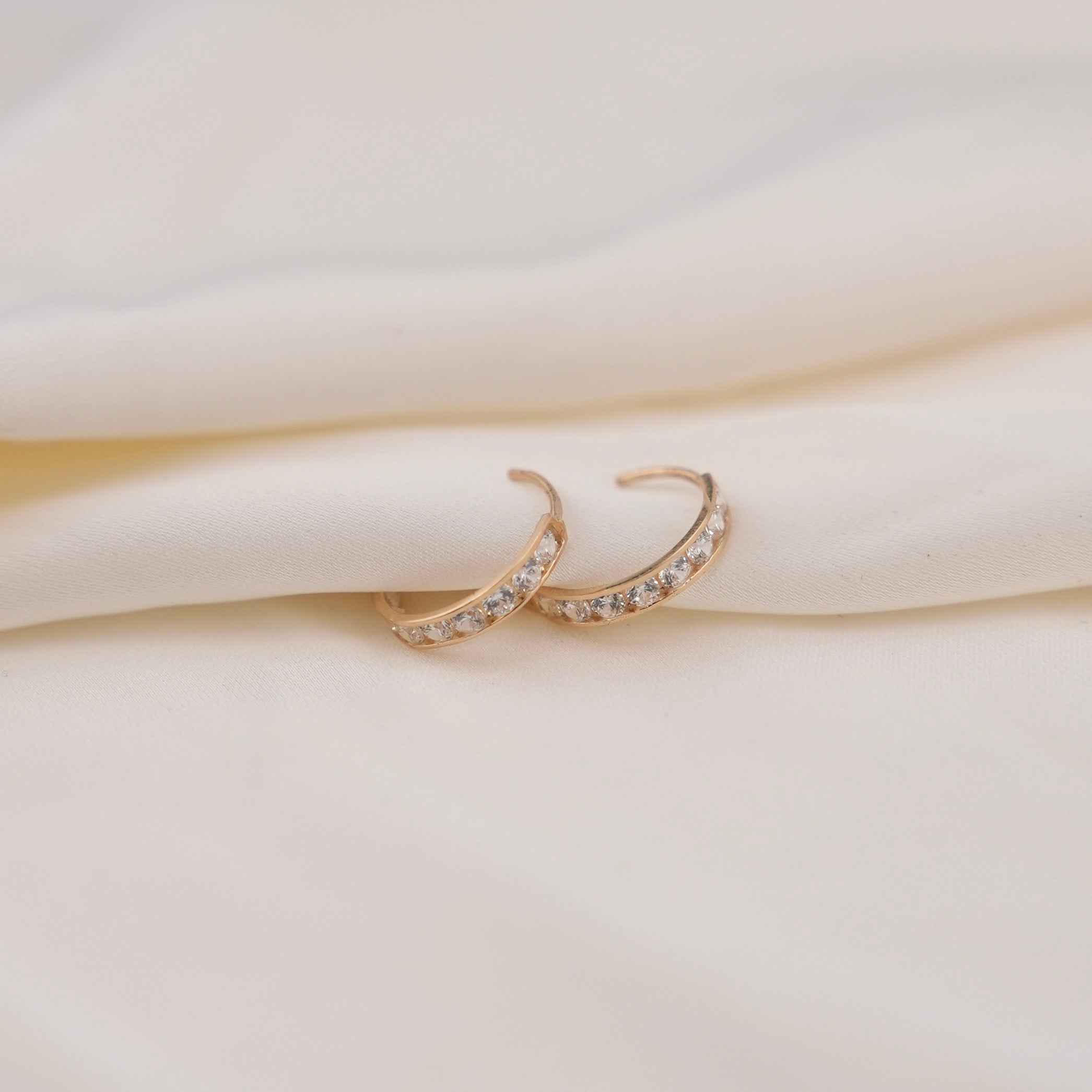 14k Gold Small Cz Huggie Earrings