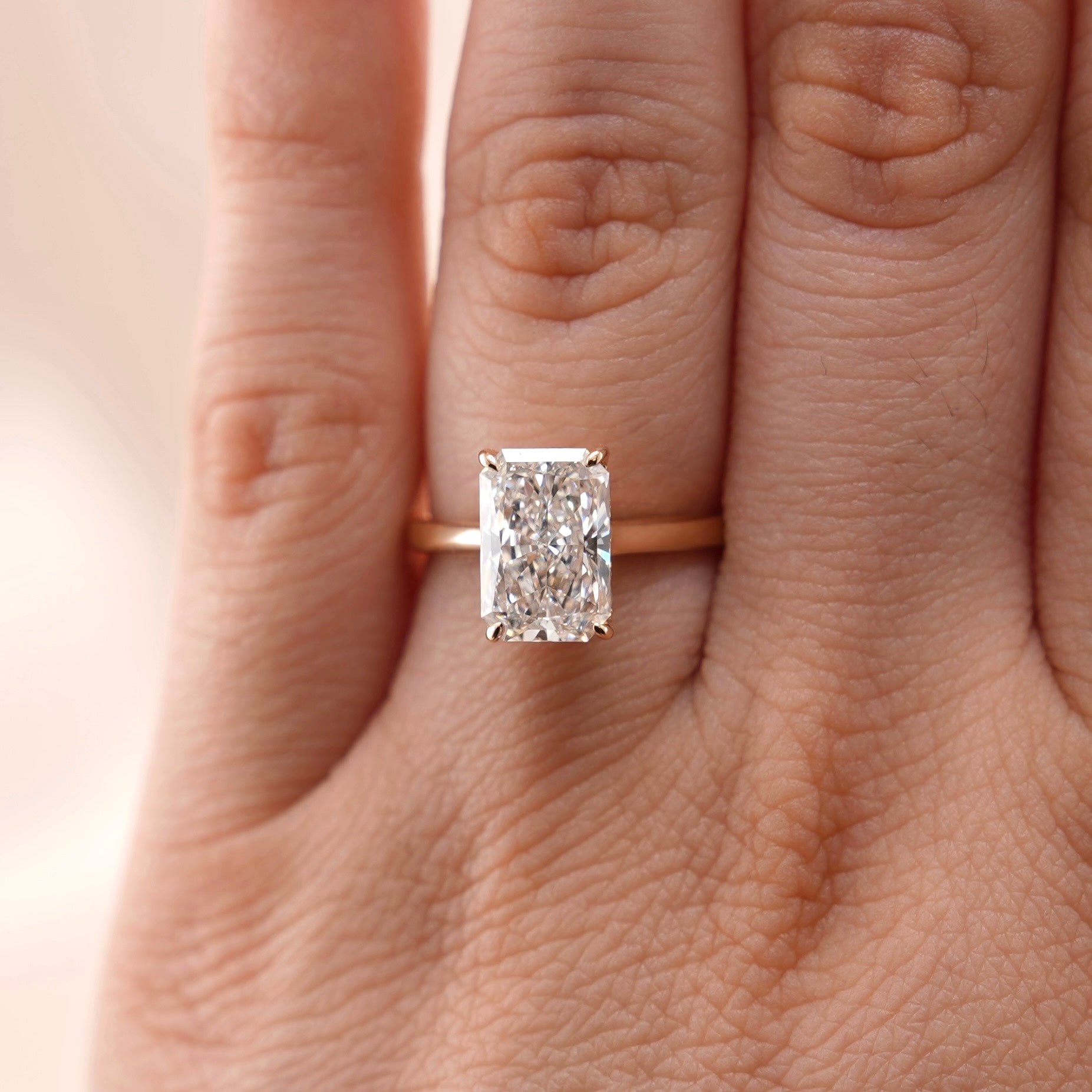 14k Gold Radiant Lab Diamond Ring 3.15ct