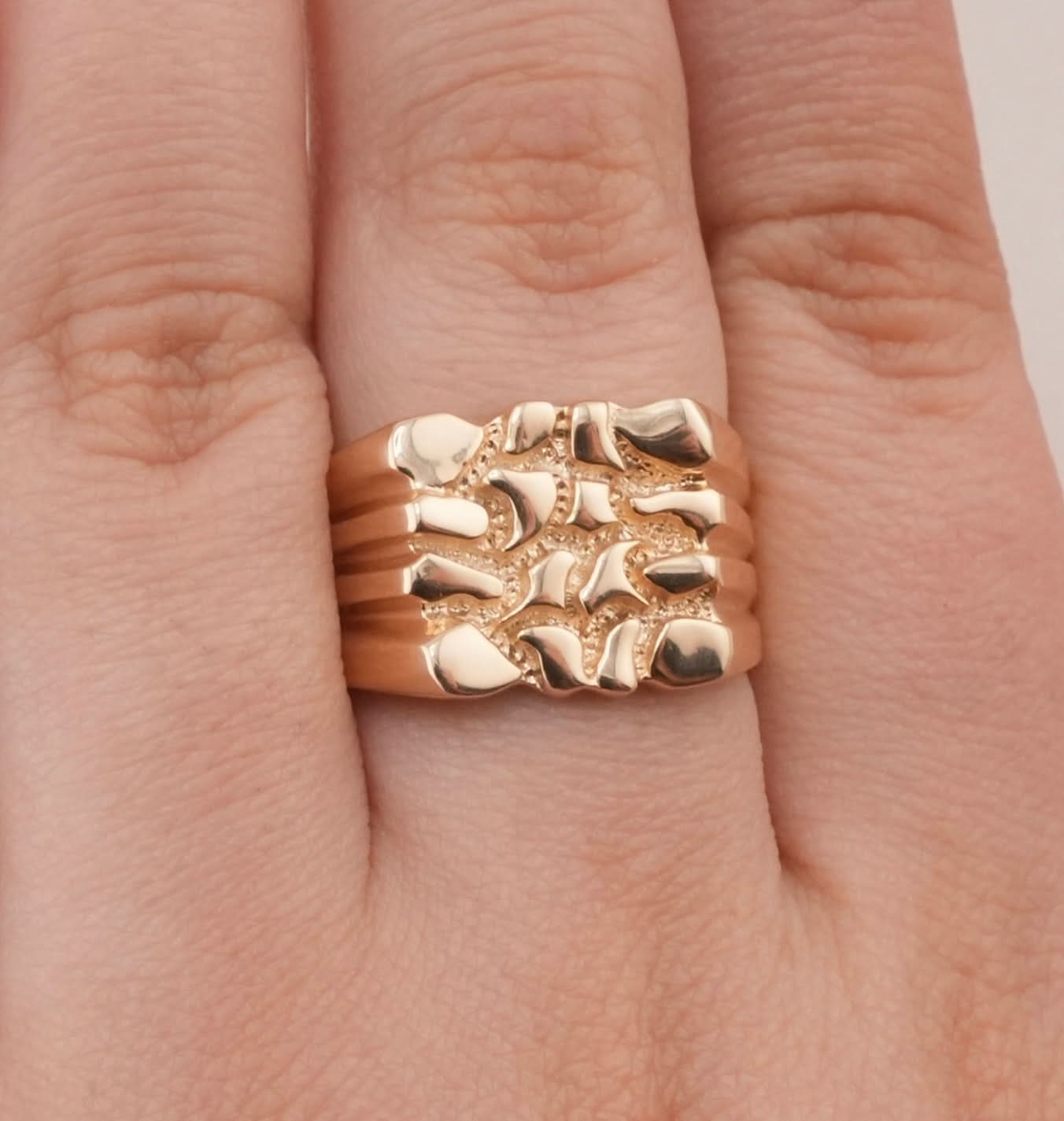 14K Gold Nugget Men's Ring