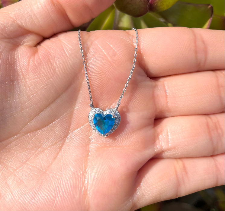 925 Silver Blue Heart Necklace