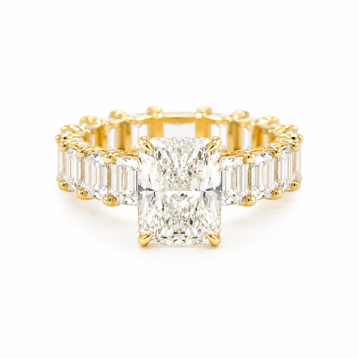 14k Gold Custom Radiant Lab Diamond Ring 5.32ct