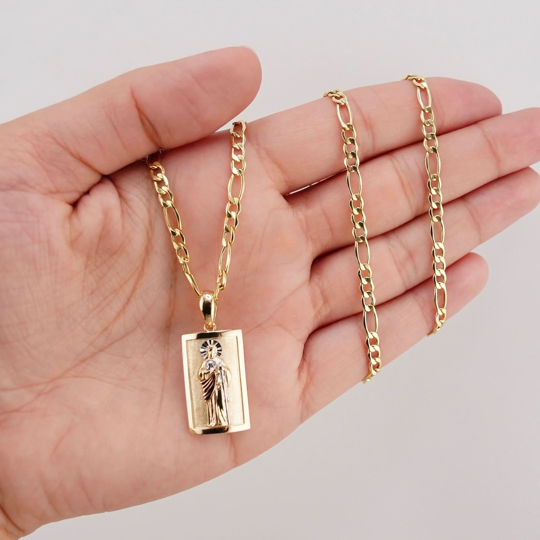 14k Gold San Judas Chain Set