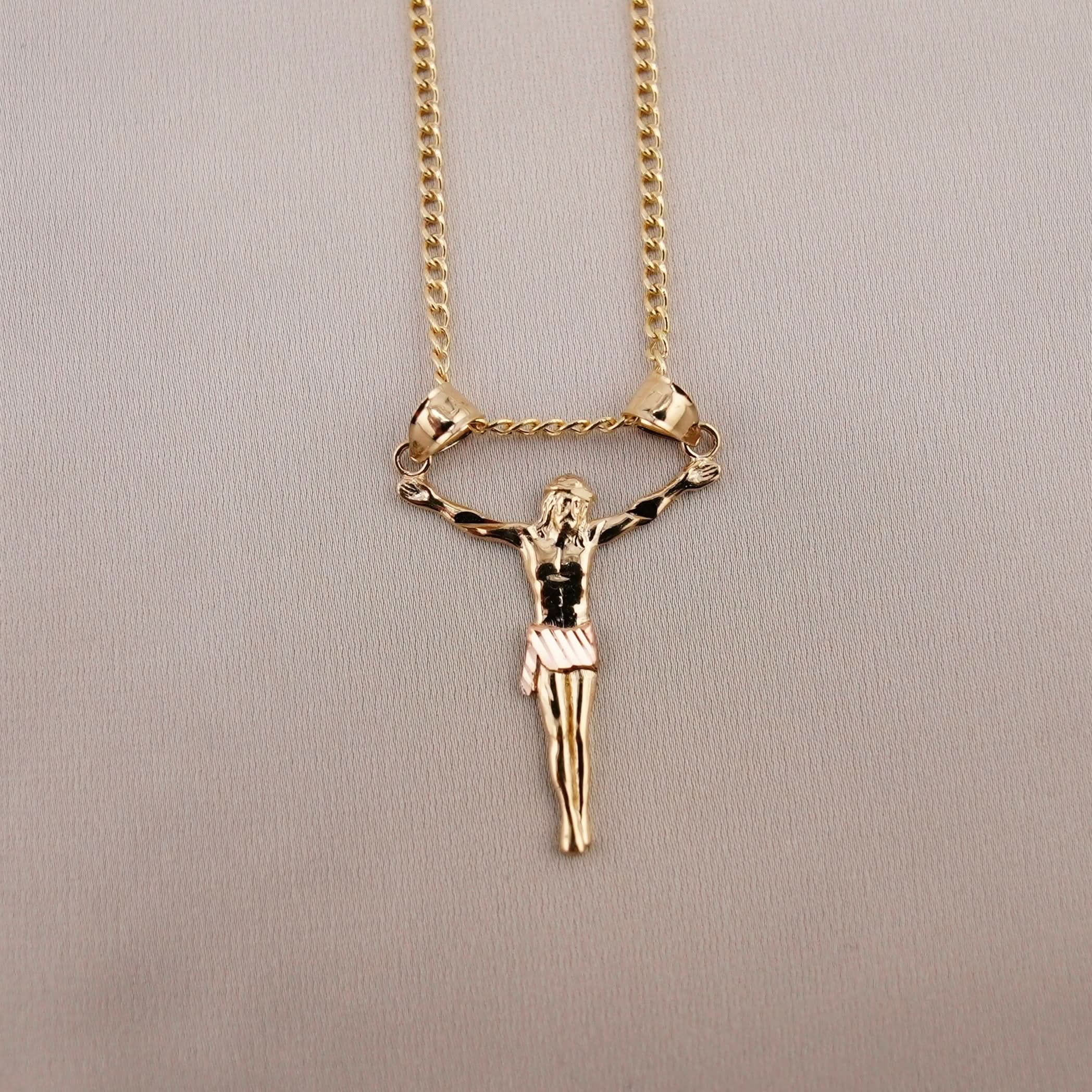 14k Gold Small Jesus Chain Set