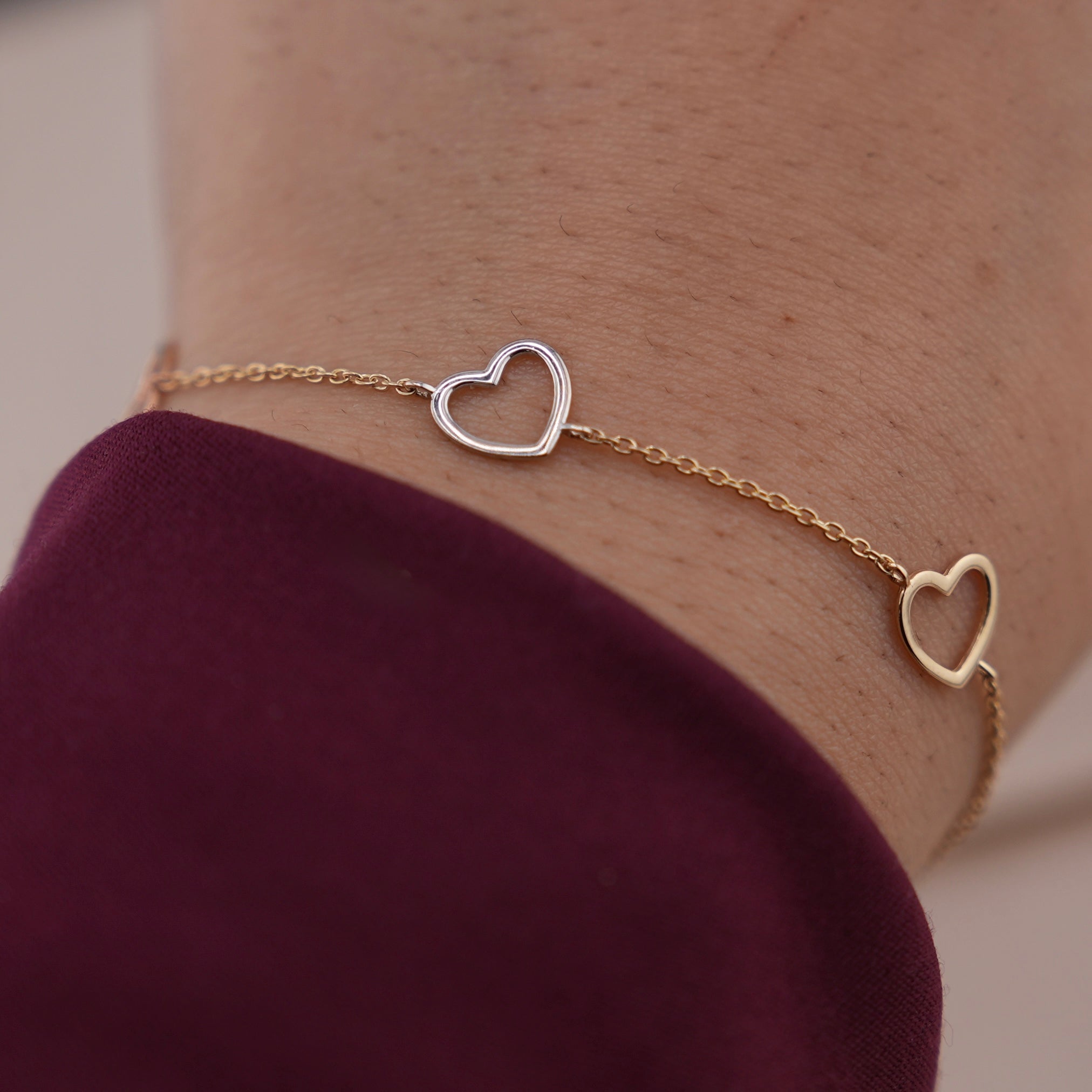 14k Gold Heart Bracelet