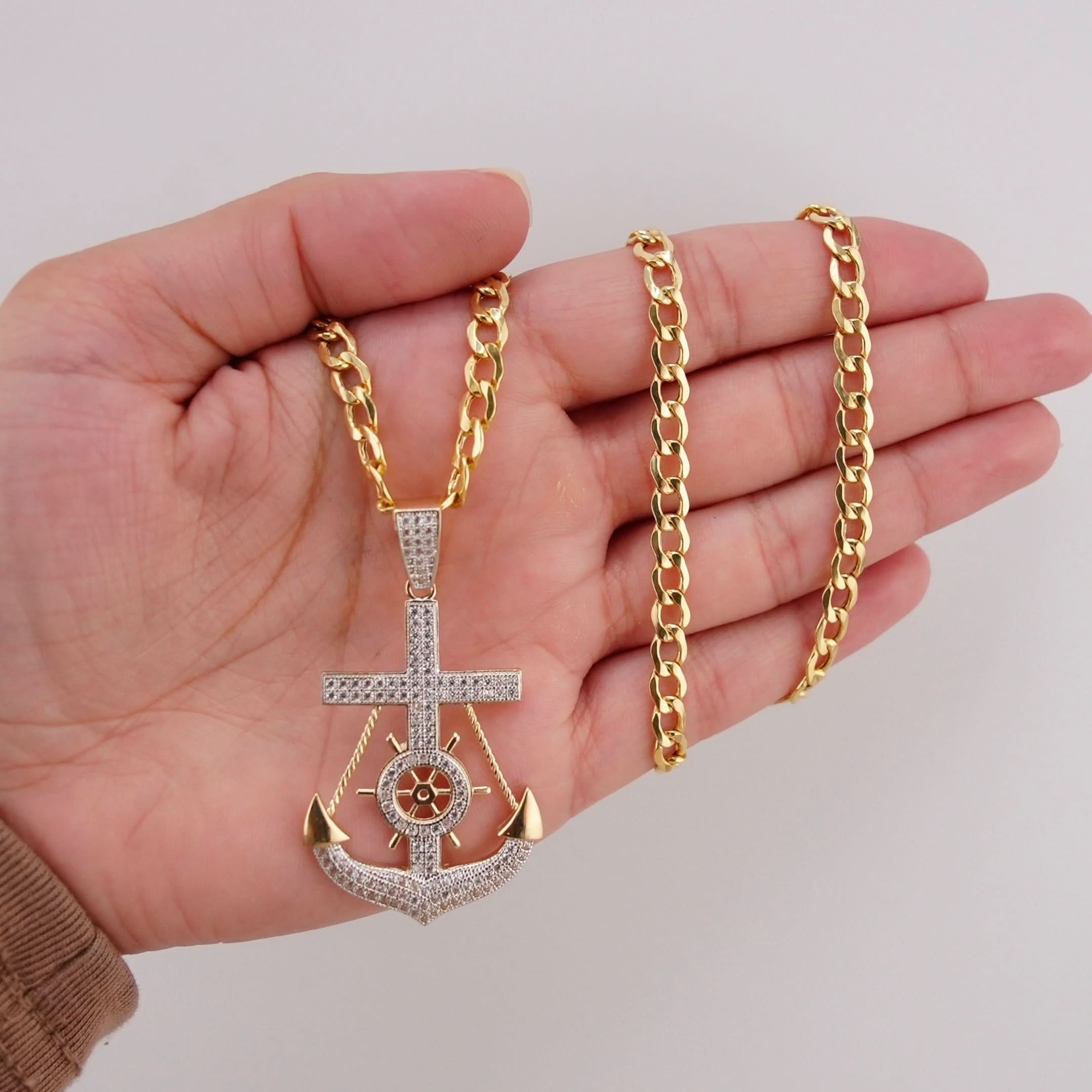 14k Gold Medium Anchor Chain Set