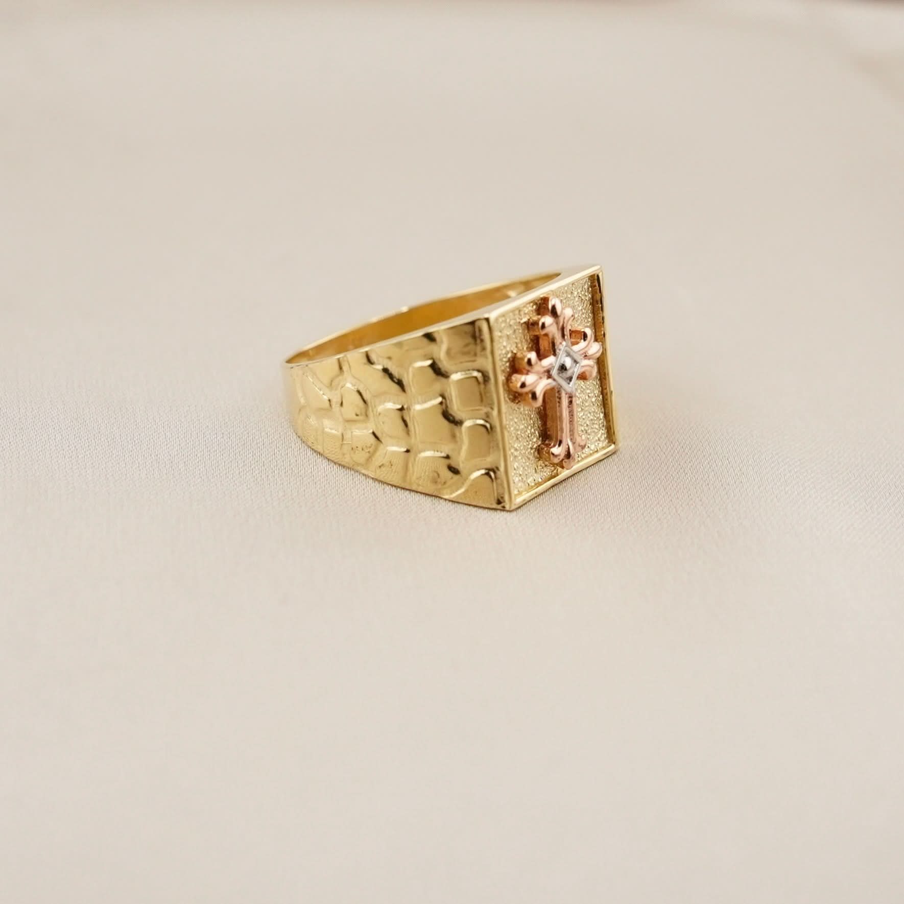 14k Gold Cross Ring