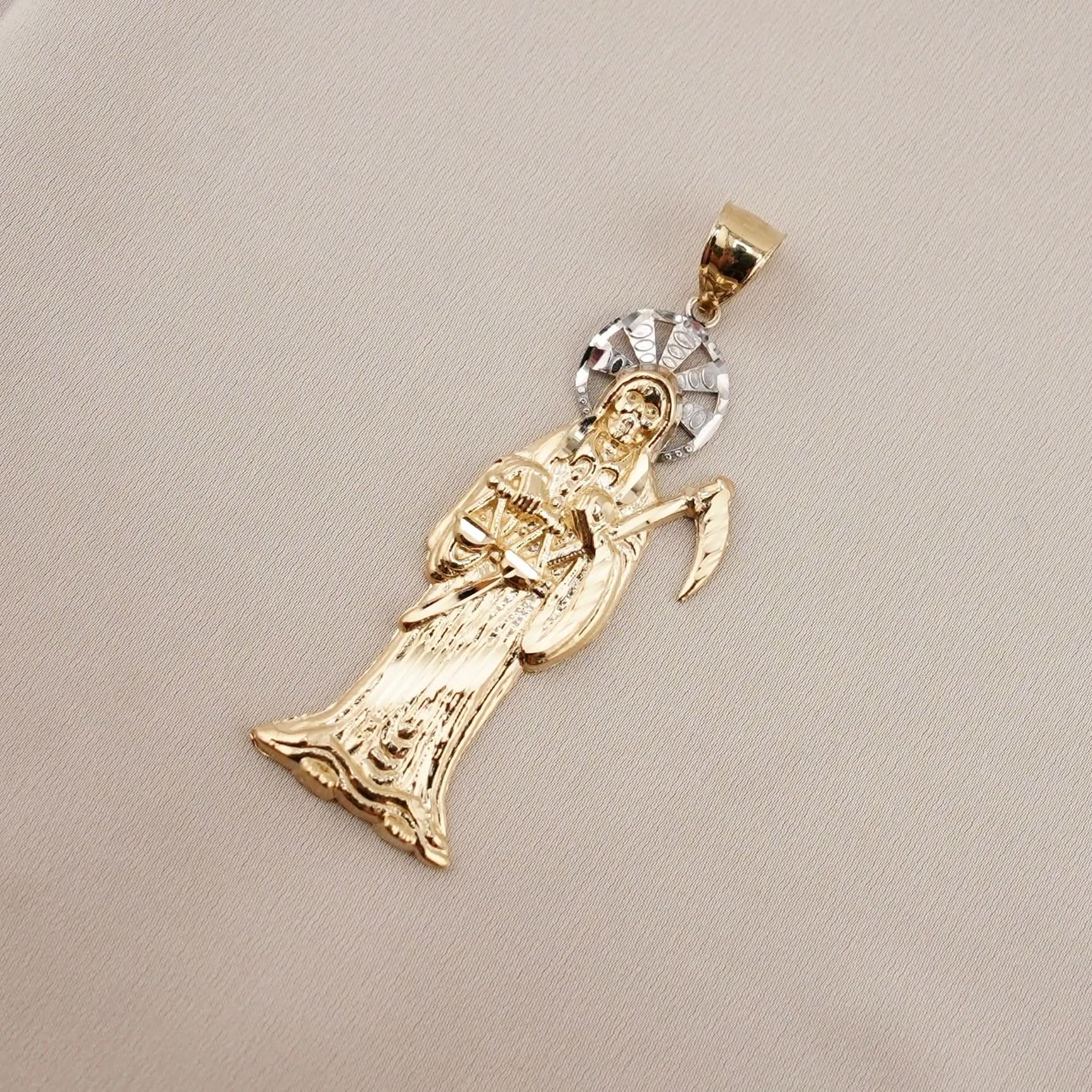 14k Gold Santa Muerte Pendant