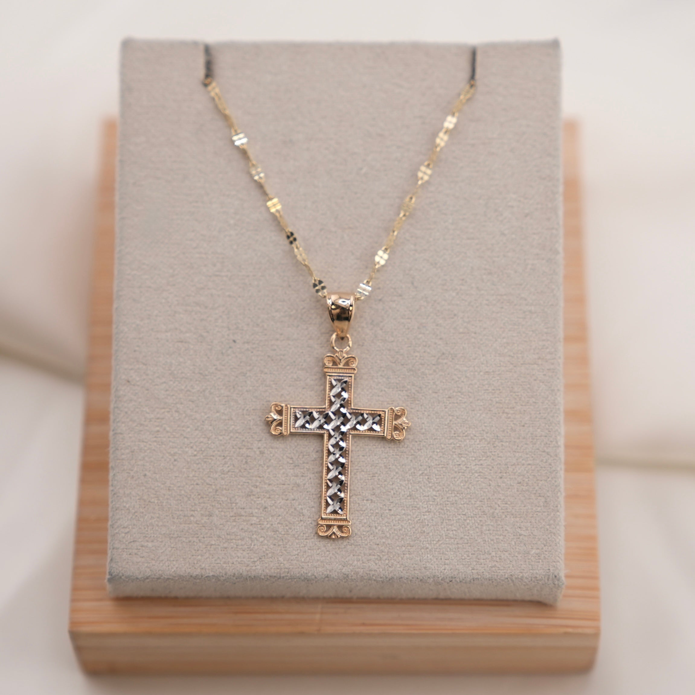 14k Gold Cross Chain Set