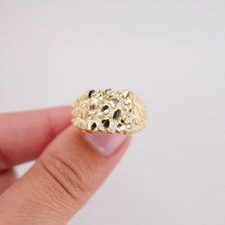 14k Gold Nugget Men’s Ring . R60-14