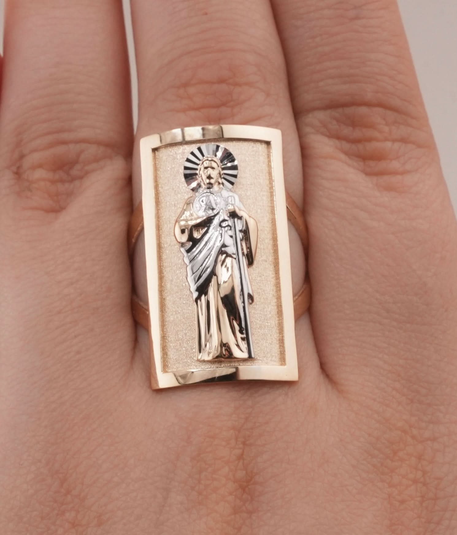 14K Gold San Judas Men's Ring