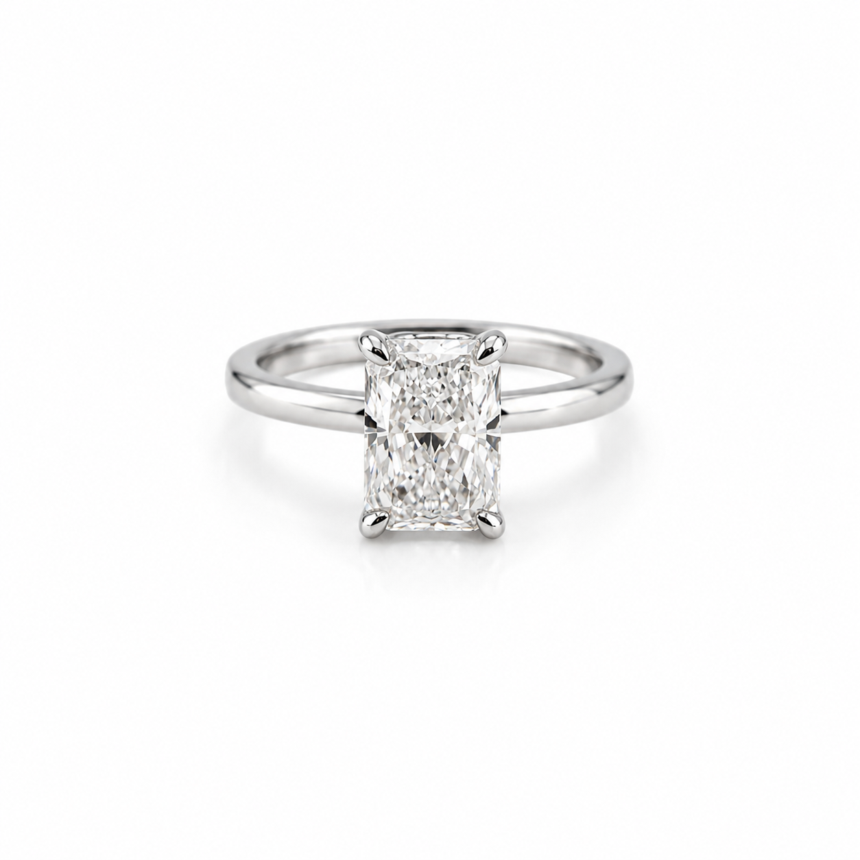 14k White Gold Radiant Lab Diamond Ring 3.28ct