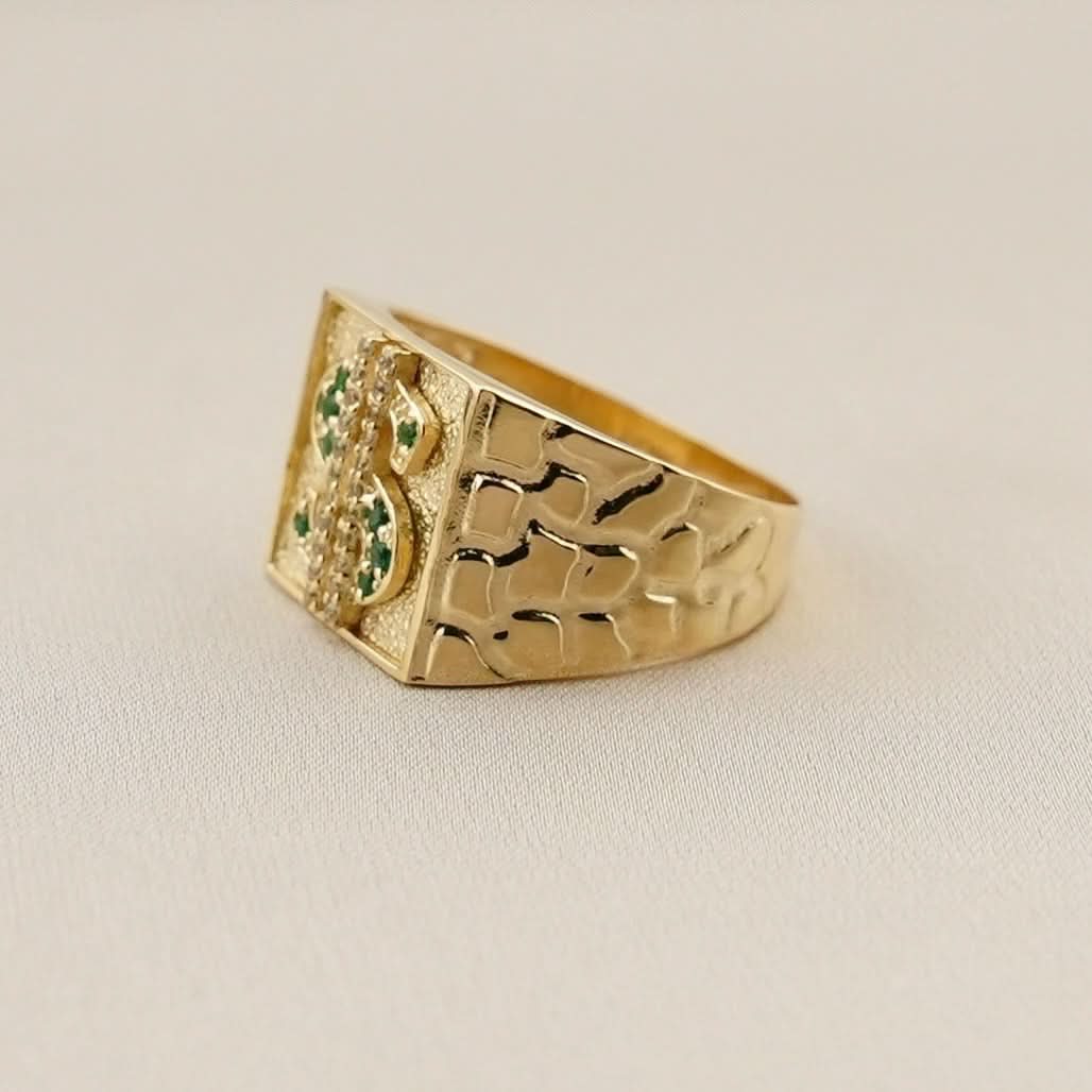 14k Gold Money Sign Ring