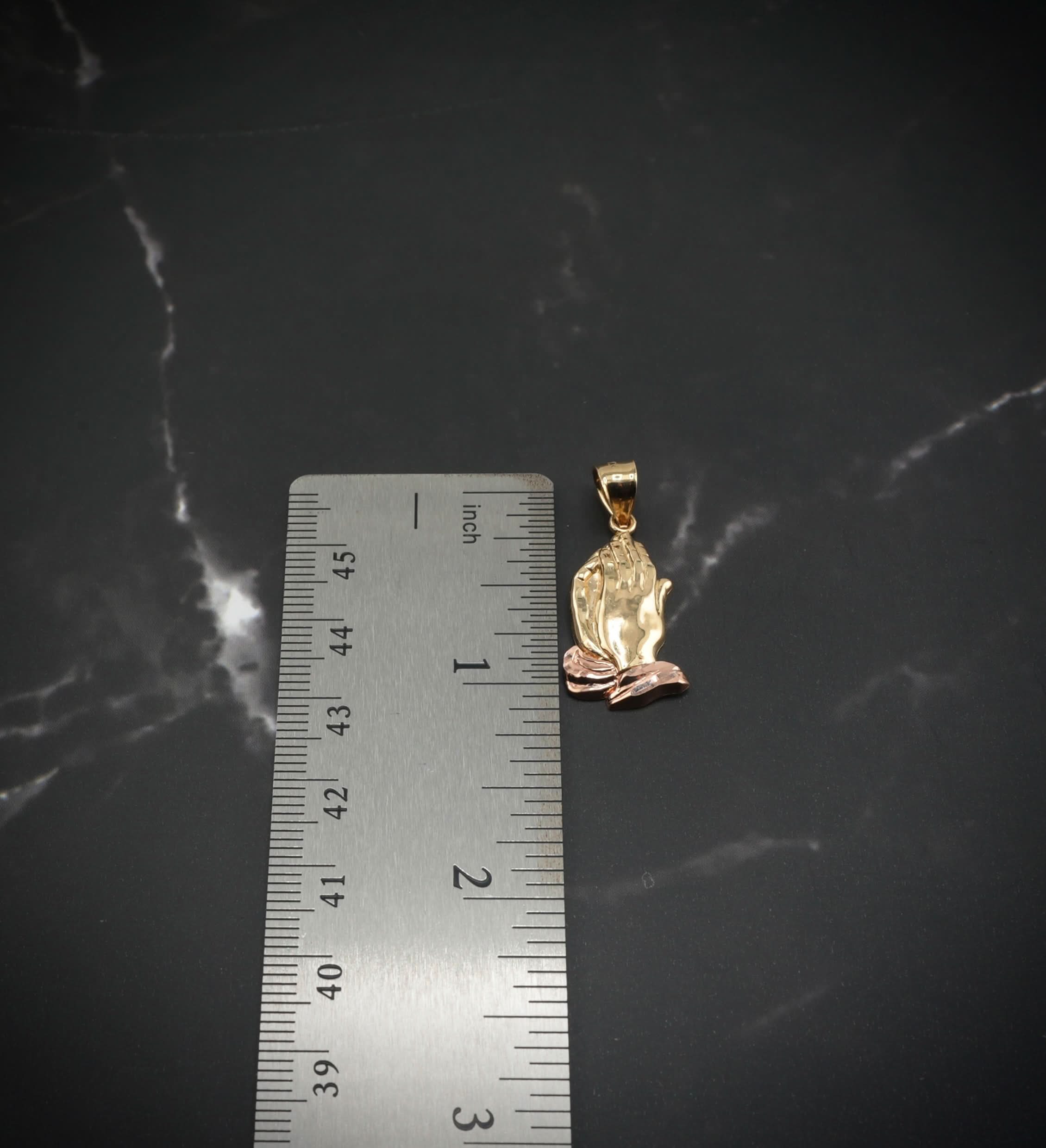 14k Gold Praying Hands Pendant or Chain Set