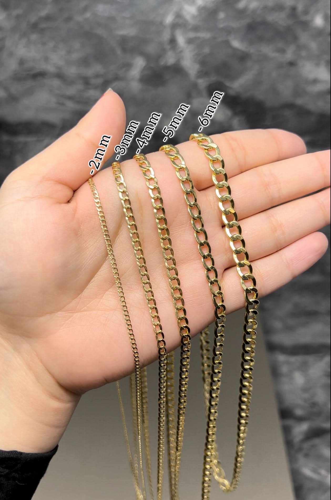 14k Gold Hollow Curb Chain 5mm