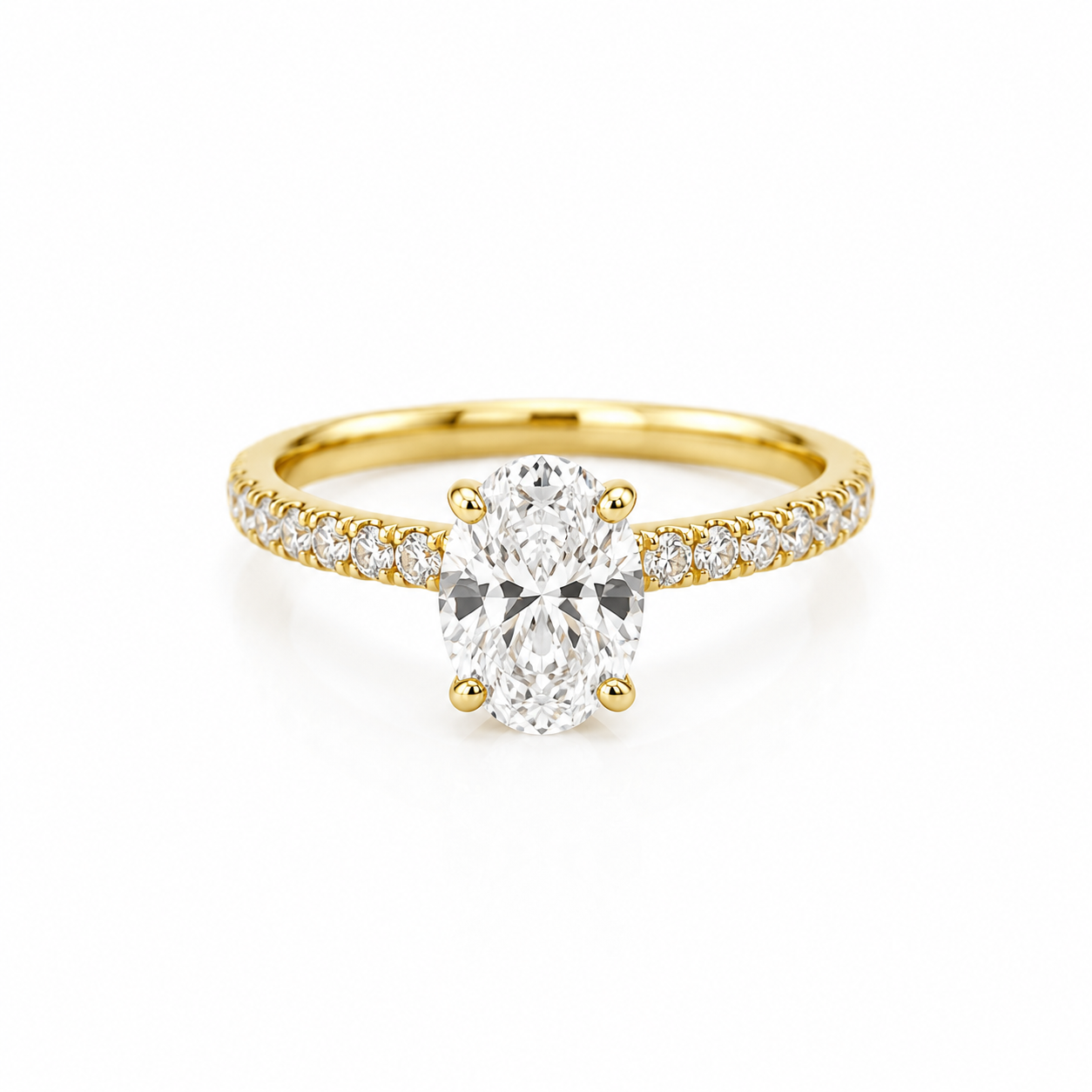 14k Gold Oval Lab Diamond Ring 2.01ct