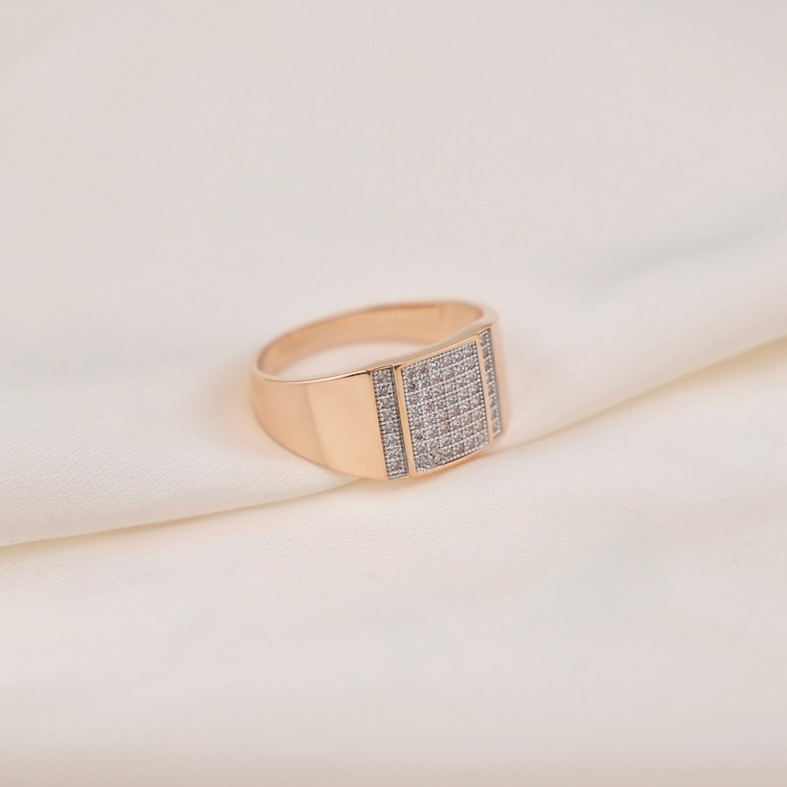 14k Gold Square Cz Ring
