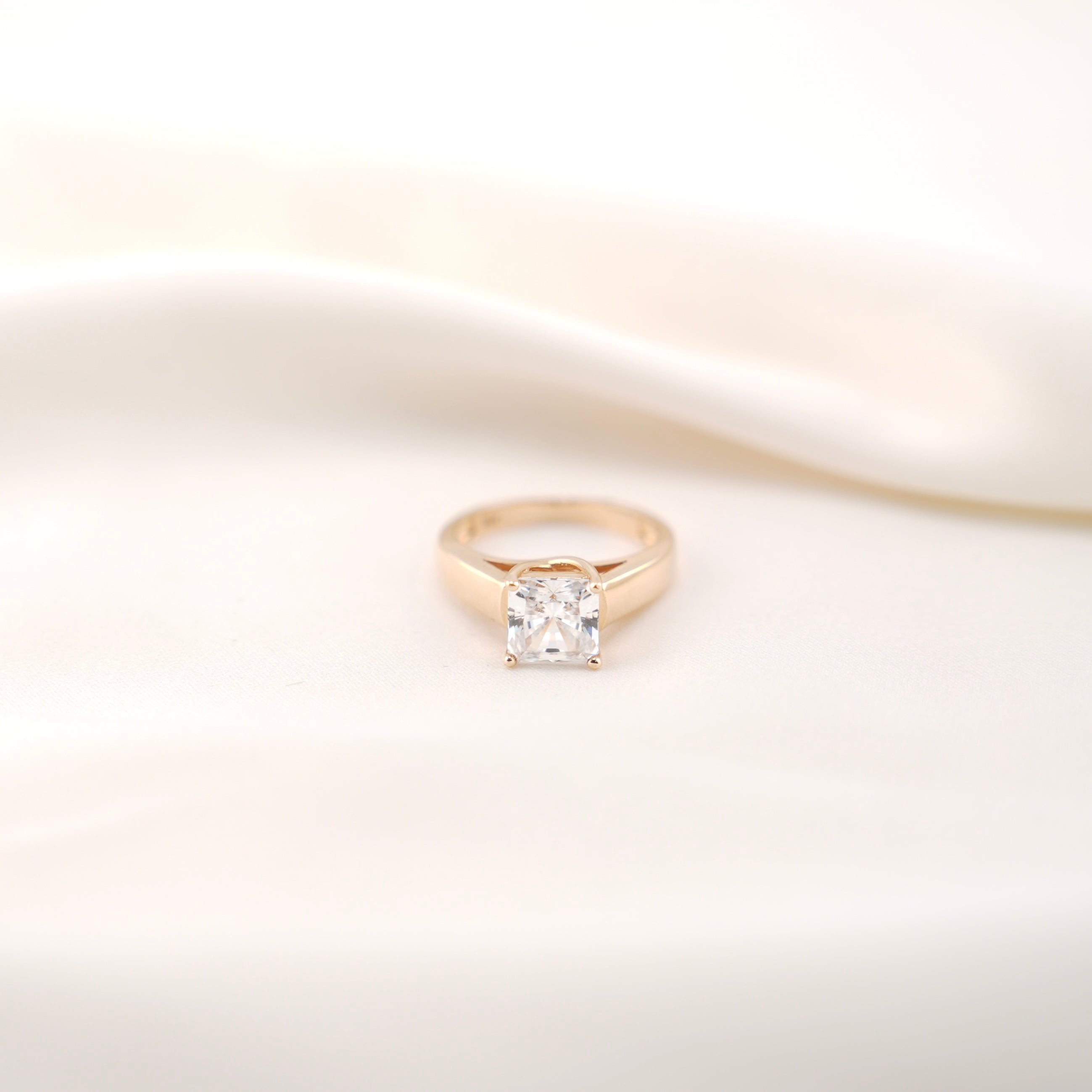 14k Gold Square CZ Ring