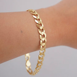 14K Gold Solid Curb Bracelet 10mm 8.5in