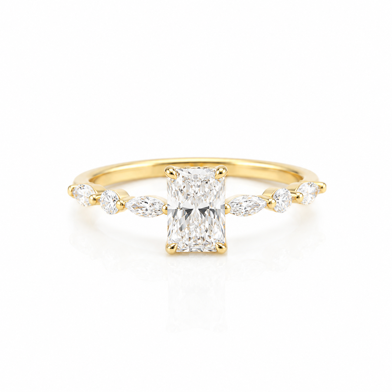 14k Gold Radiant Lab Diamond Ring 1.04ct