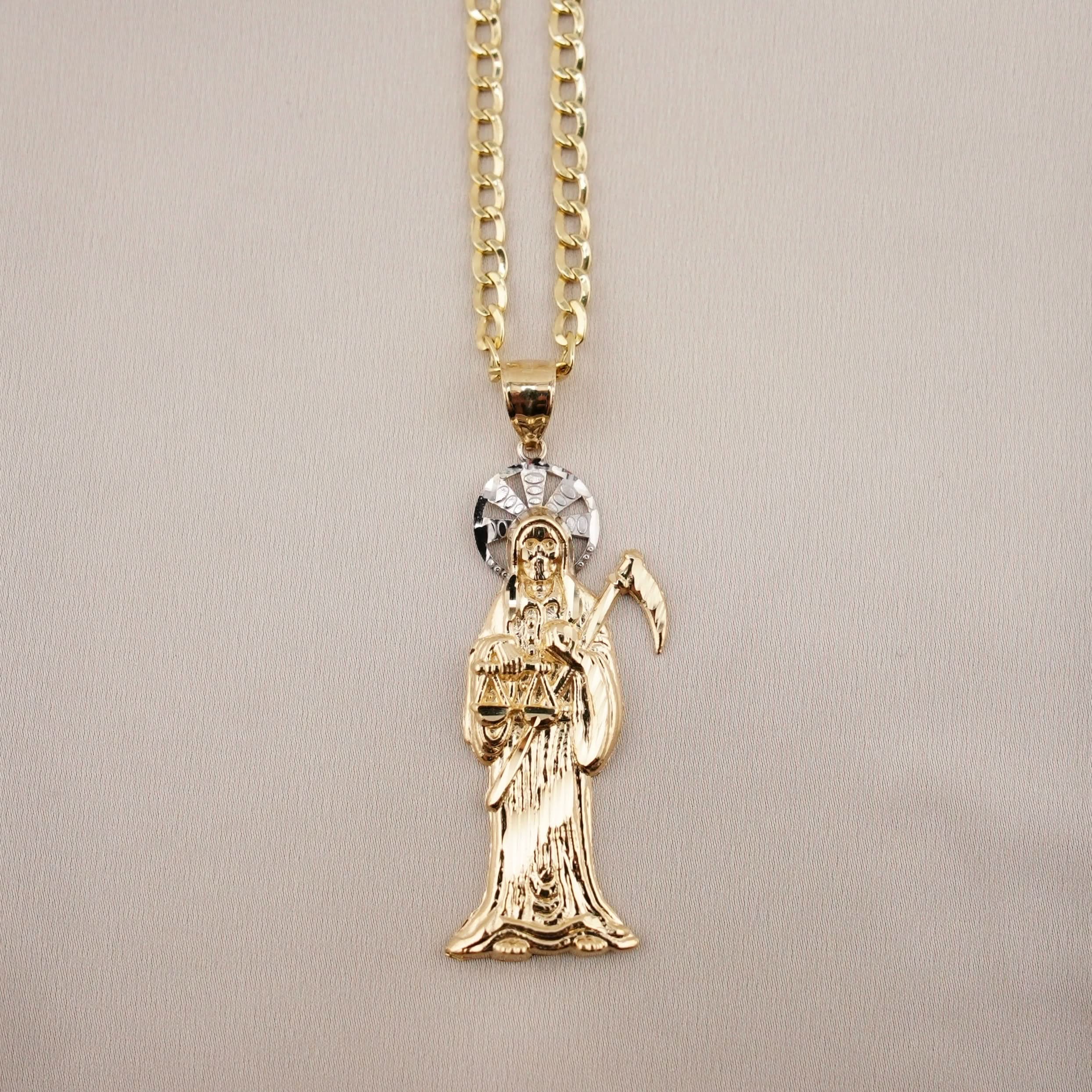 14k Gold Santa Muerte Chain Set