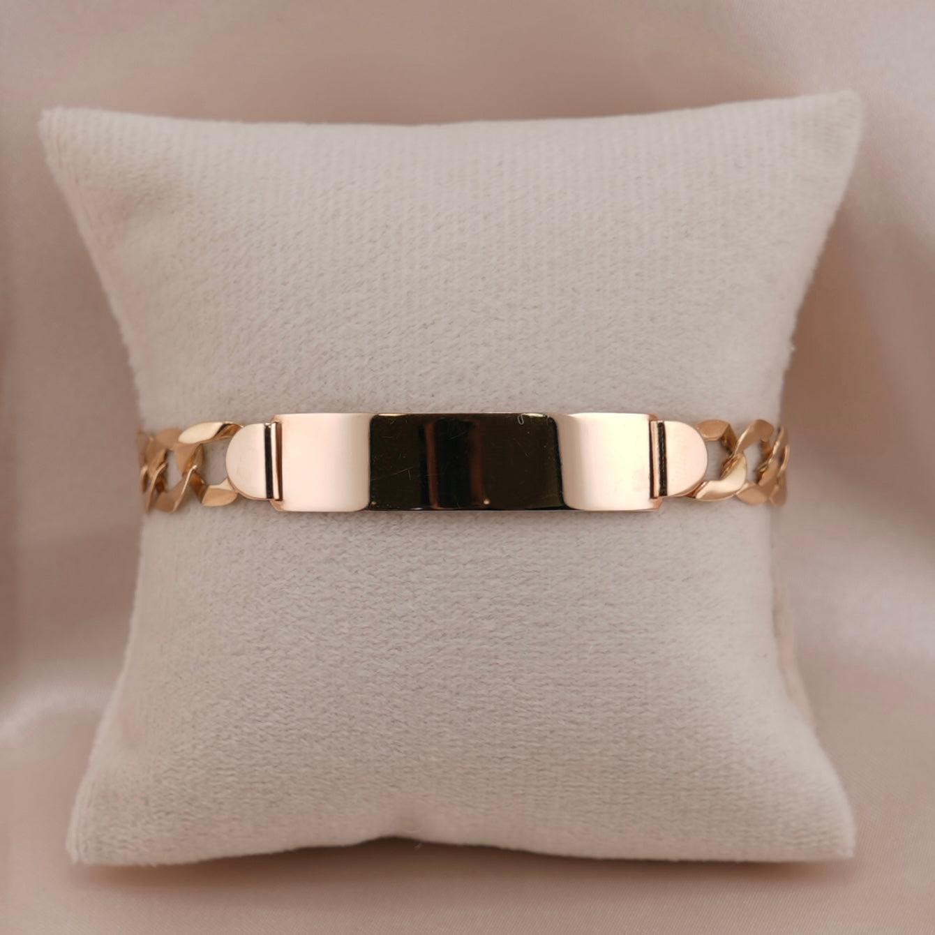 14k Gold Hollow Curb ID Bracelet