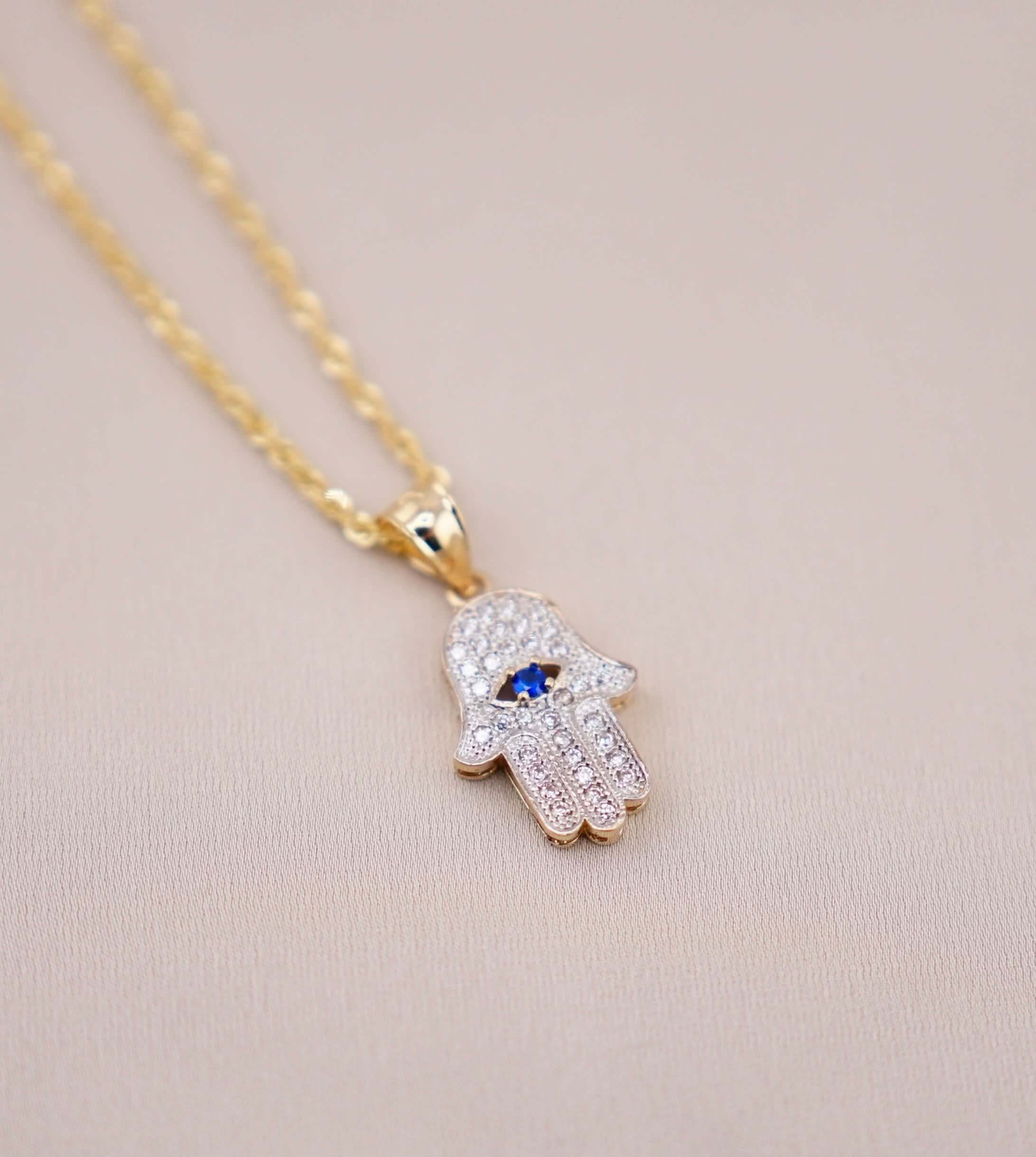 Hamsa Rope Chain 14k Gold Small Hamsa Chain Set