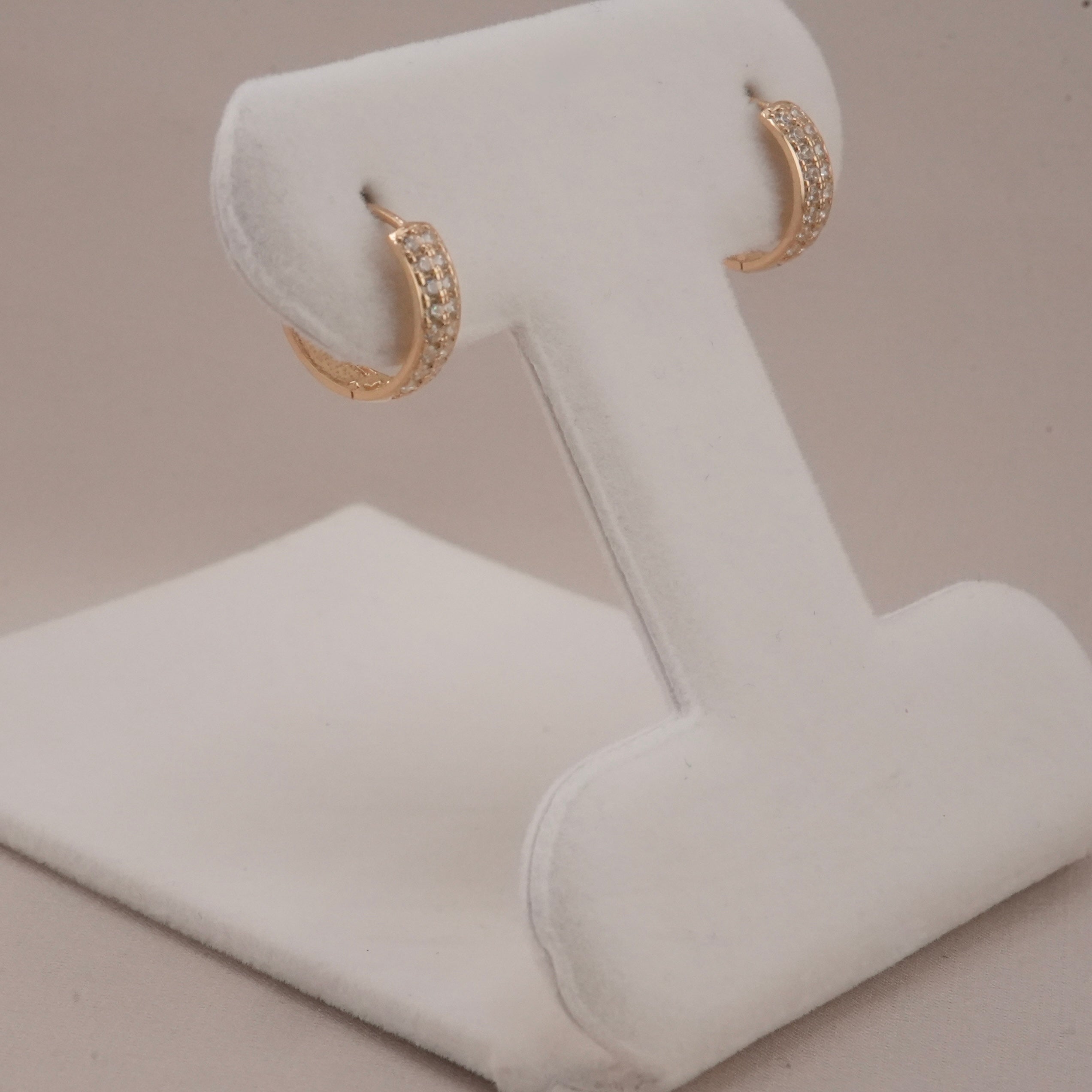 14k Gold CZ Huggie Earrings