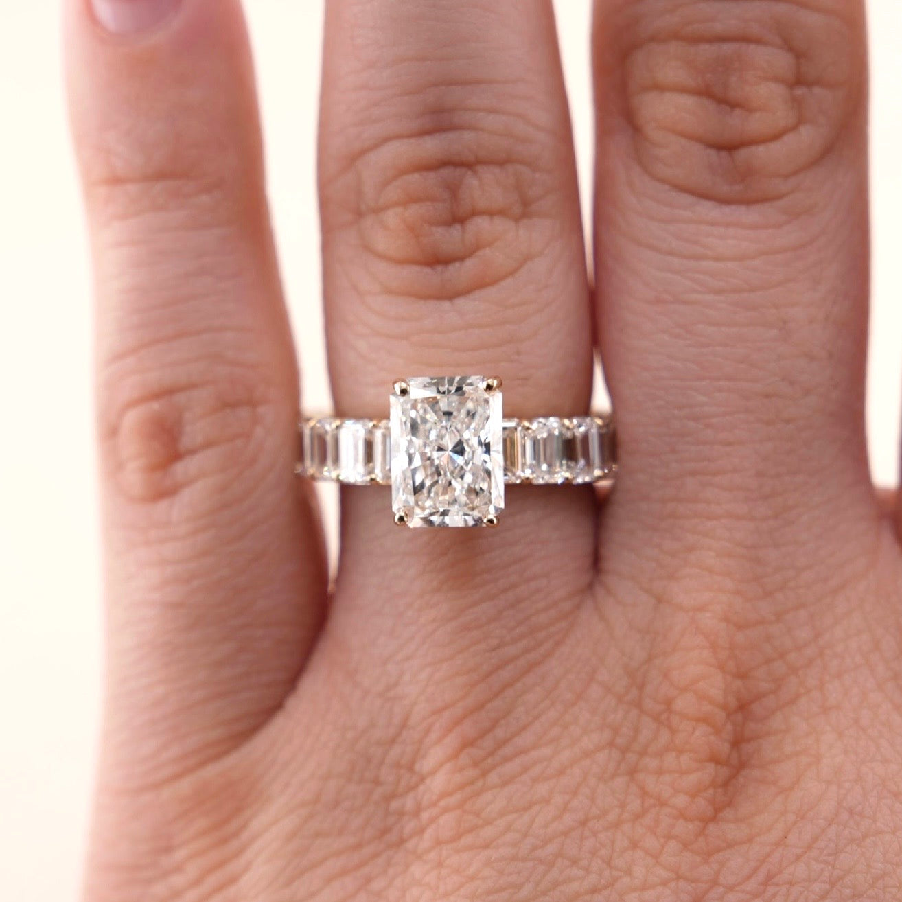 14k Gold Radiant Lab Diamond Ring 3.10ct