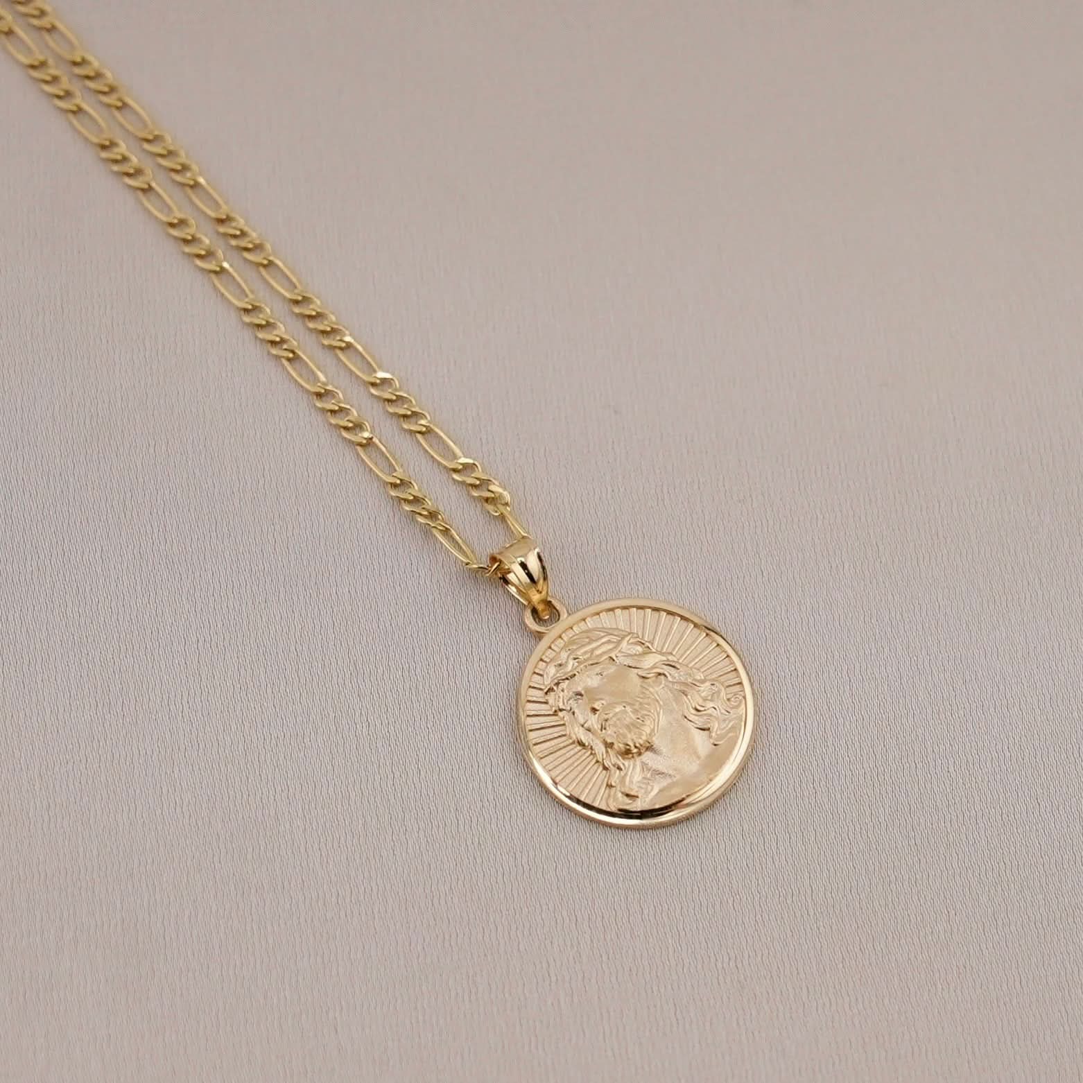 14k Gold Jesus Chain Set