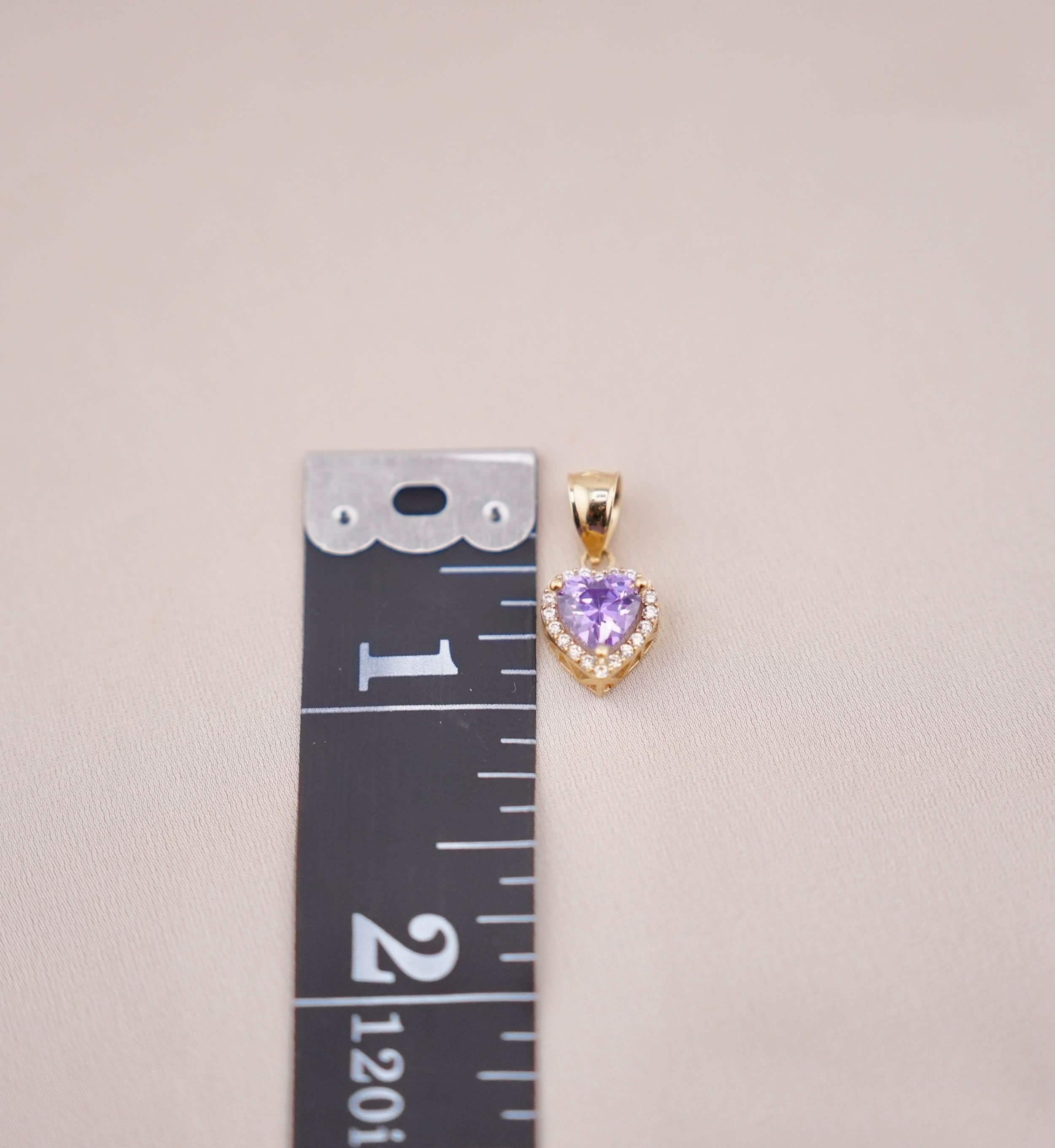 14k Gold Light Purple Heart Chain Set