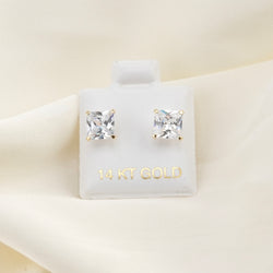 14k Gold 6mm Square Earrings