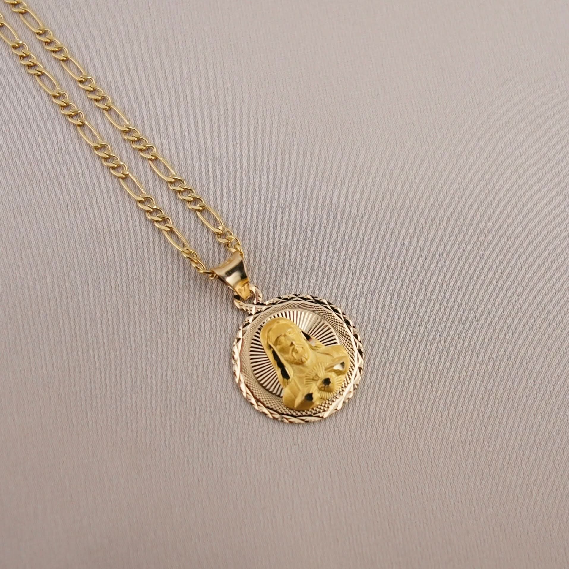 14k Gold Jesus Chain Set