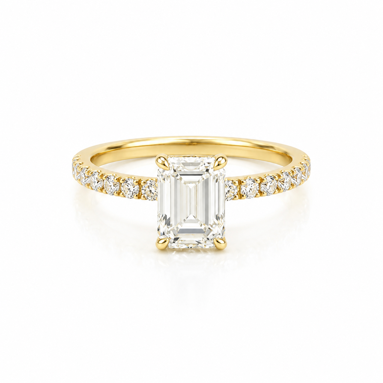 14k Gold Emerald Lab Diamond Ring 1.56ct